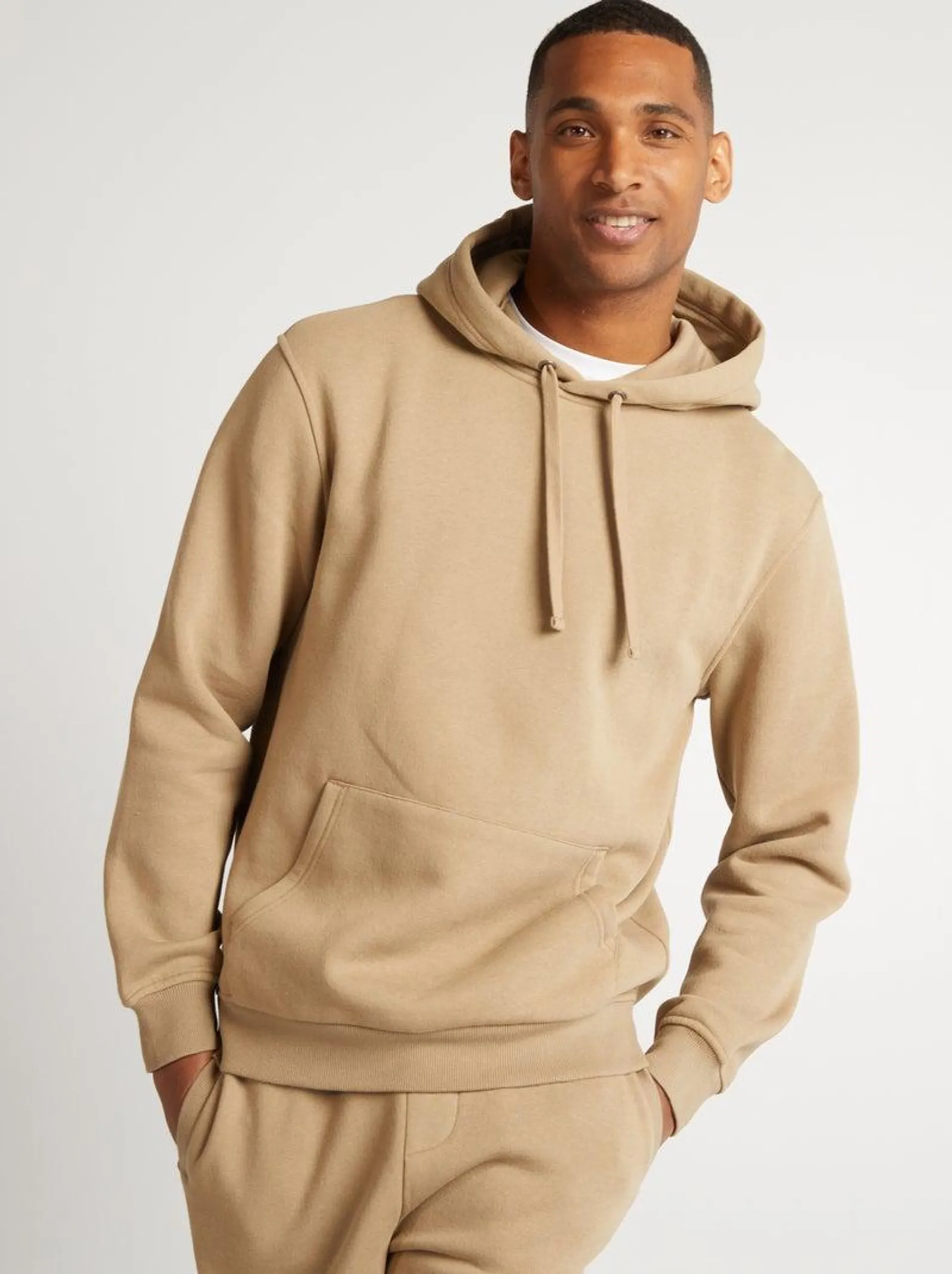 Sweat à capuche uni - Beige