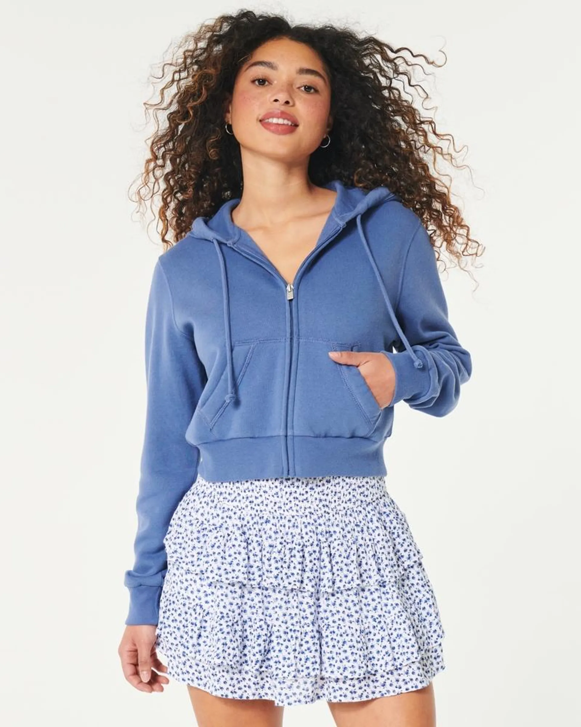 Hollister Feel Good Fleece Mini Zip-Up Hoodie