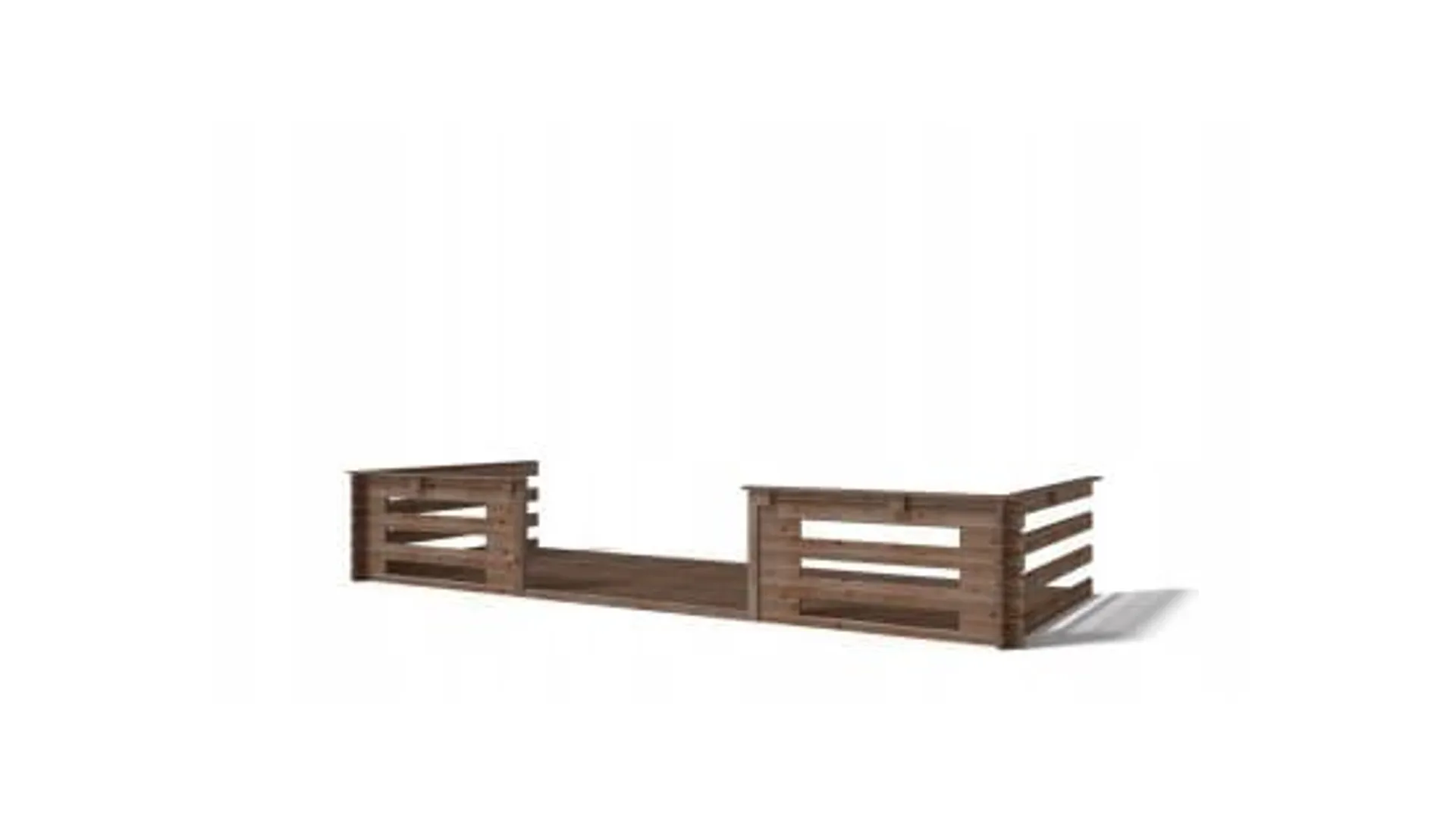 Terrasse en bois avec balustrade pour abri en bois - 10m2 - 5m x 2m - imprégnée - couleur: marron - DOM603