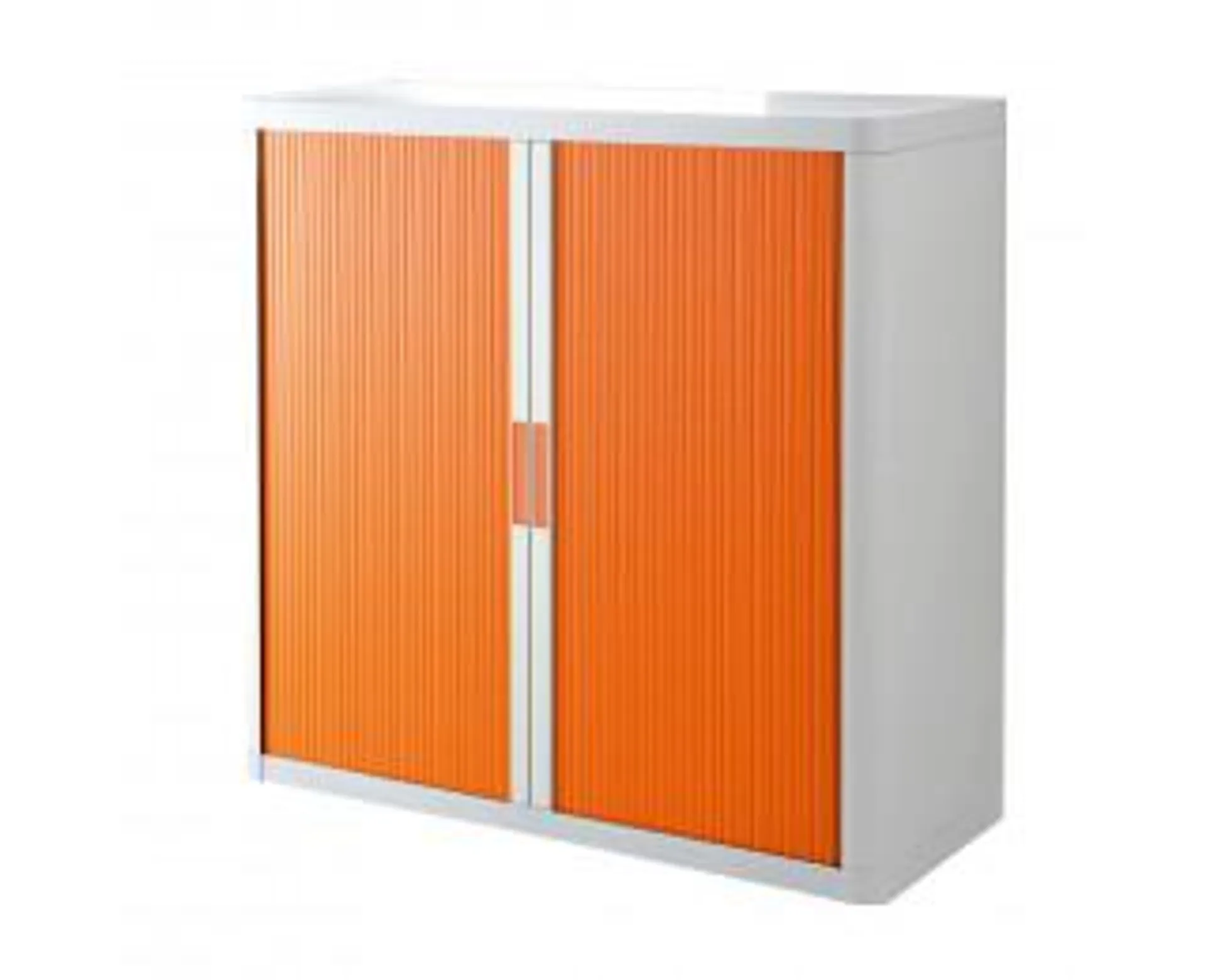Armoire basse à rideaux EASY OFFICE - PAPERFLOW - 1m - Blanc/Orange