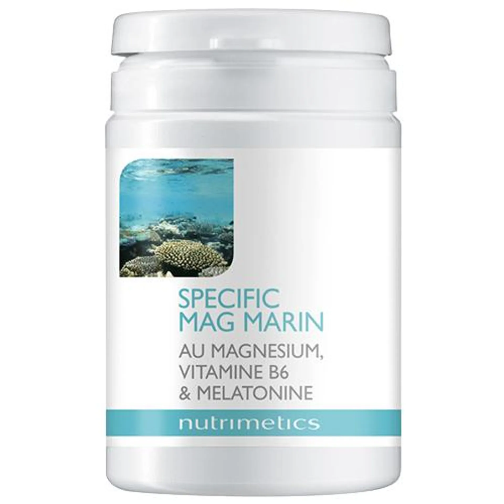 Complément alimentaire à base de magnésium, vitamine B6 et mélatonine.