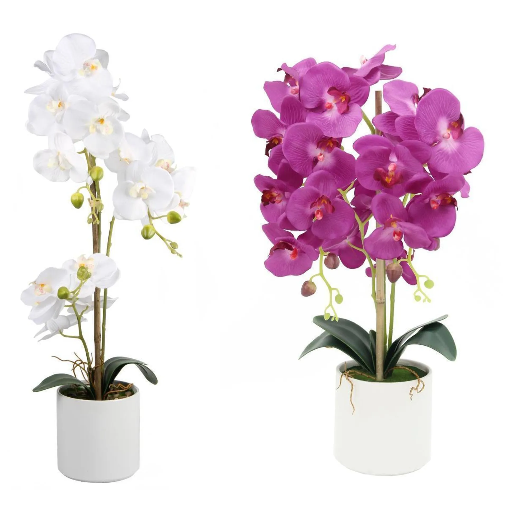 Orchidée 3 branches en pot - H 70 cm - Différents coloris