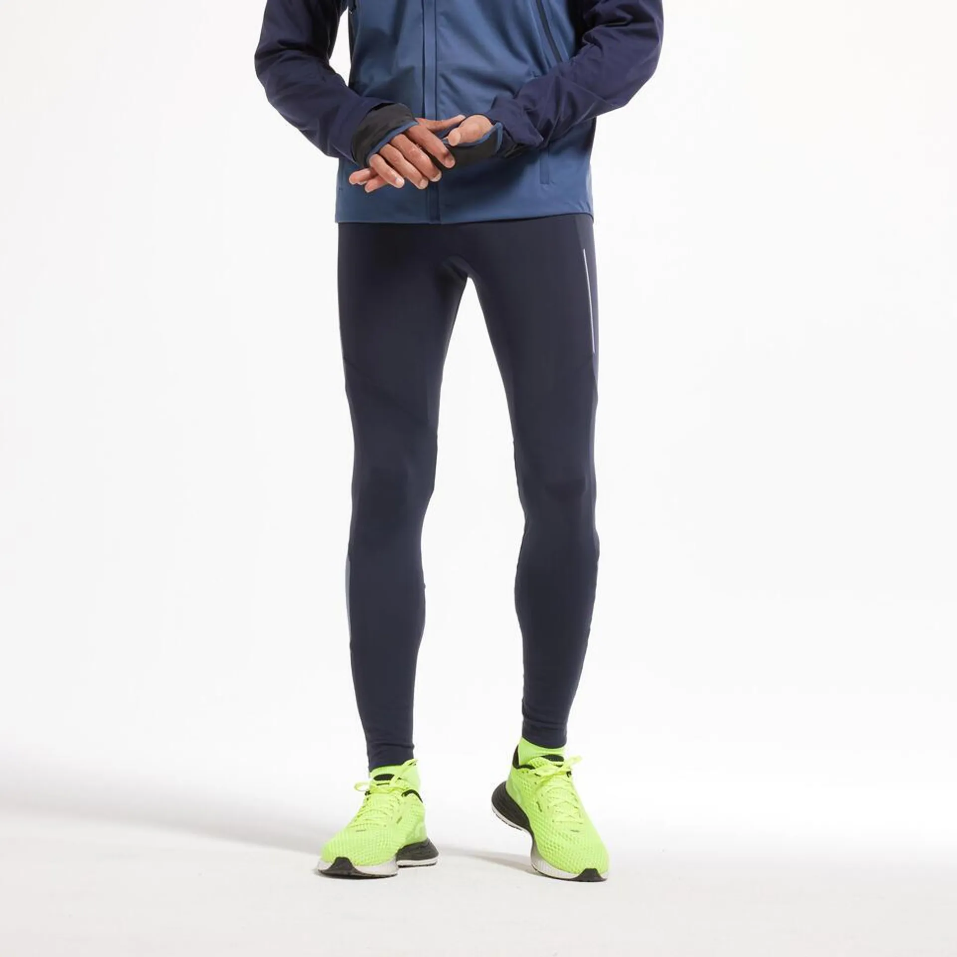 Collant chaud de running Homme - KIPRUN Run 500 Warm Bleu foncé