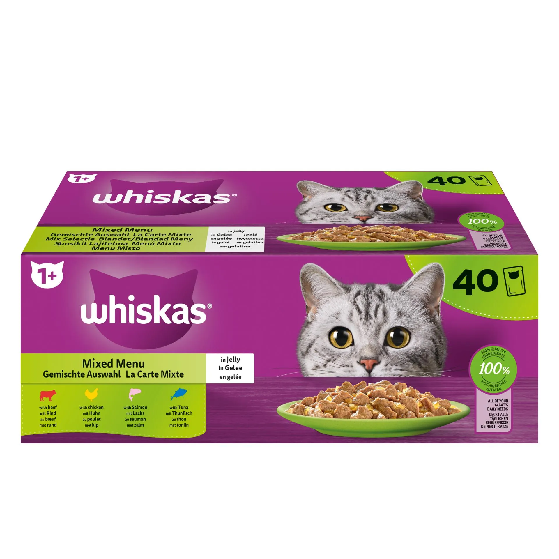 40x85g whiskas mixe gelee 1+