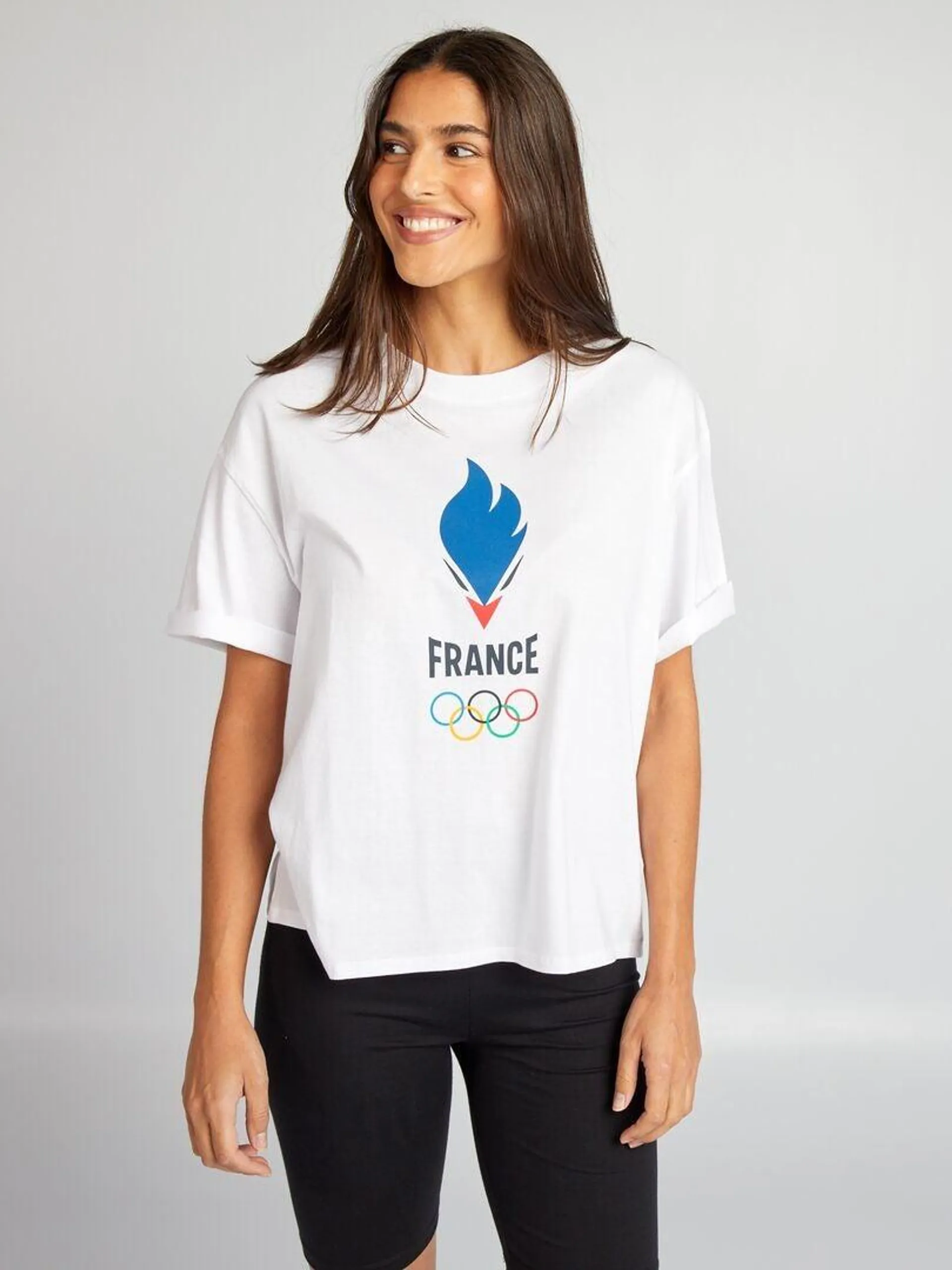 T-shirt à col rond en jersey - Equipe de France Olympique - Blanc