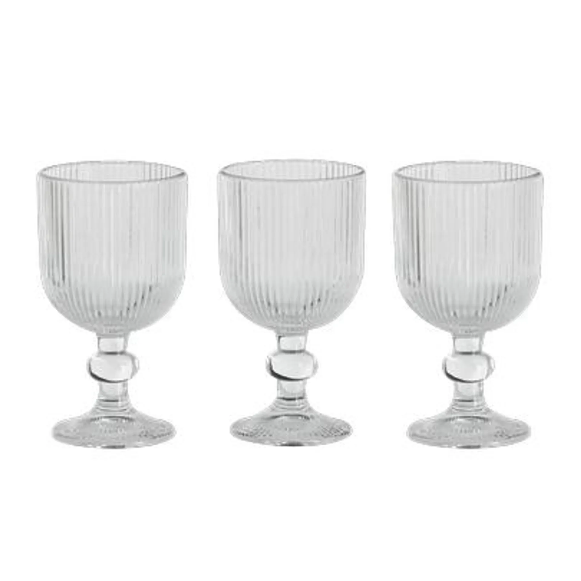 3 verres à pied stries 380ml