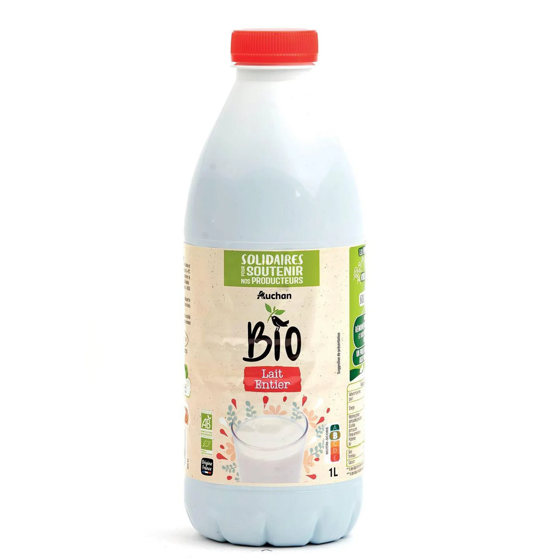 AUCHAN BIO CULTIVONS LE BON Lait entier UHT 1L