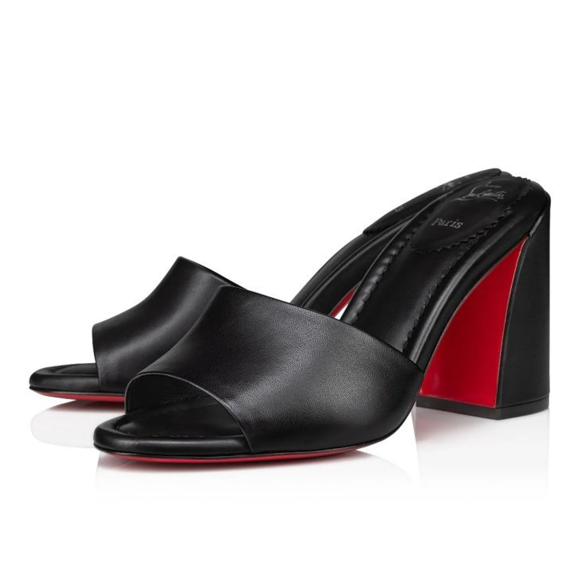 Mules 85 mm - Cuir nappa - Noir - Femme