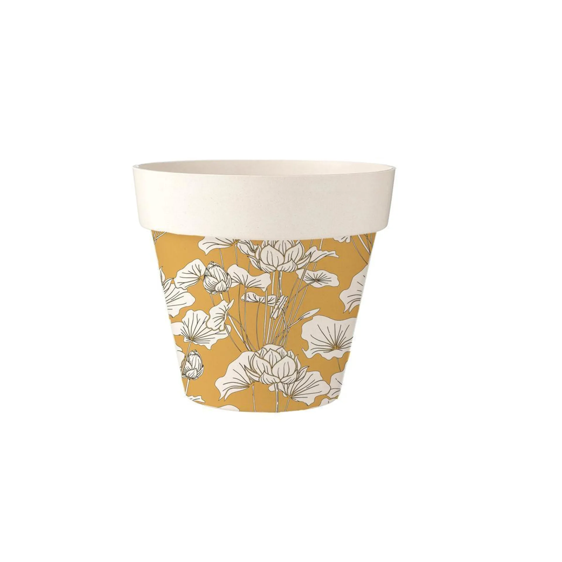 Cache - pot décoratif - ø 17.2 x H 15.3 cm - Différents formats - Jaune, blanc