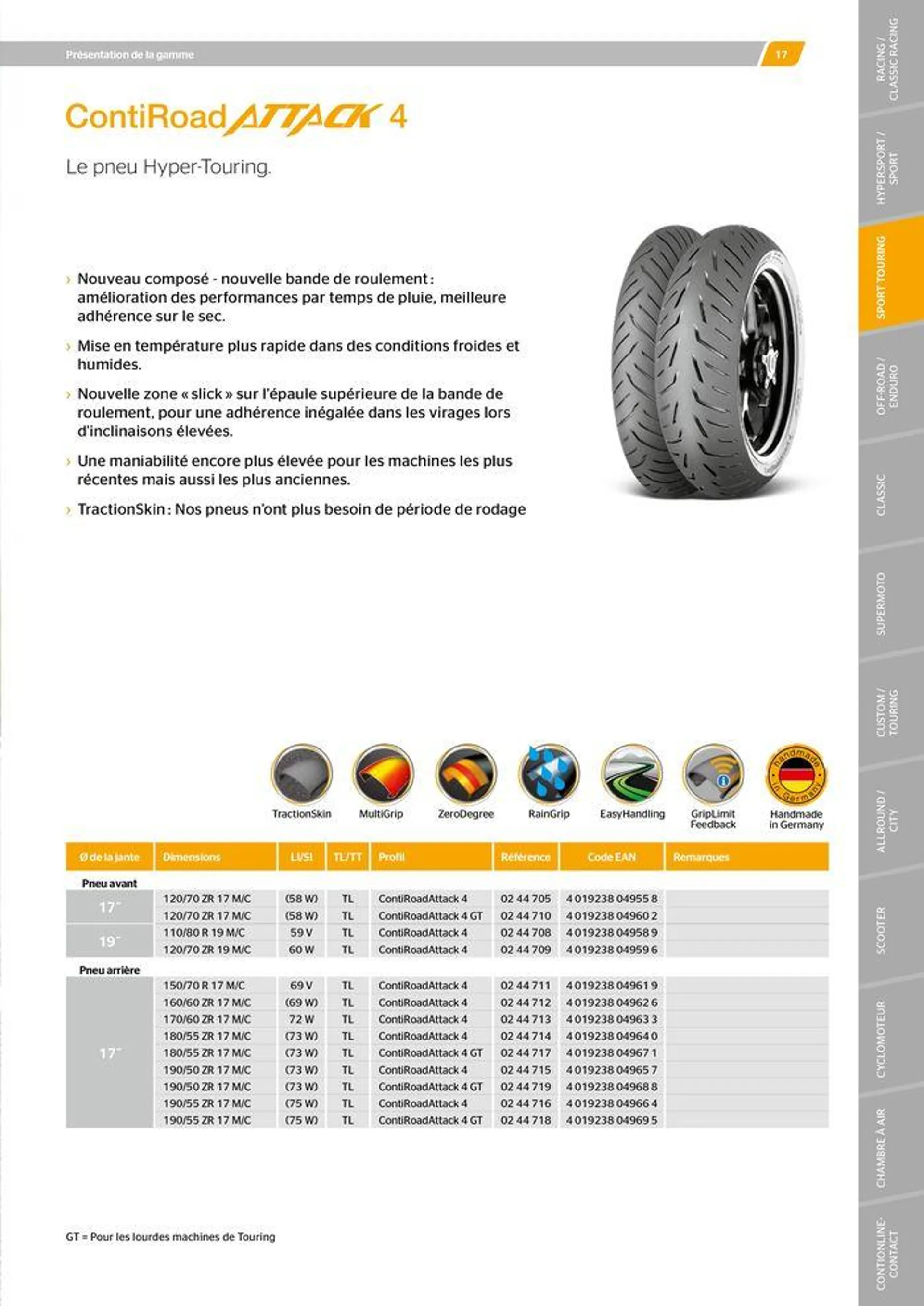 CONTINENTAL : Barème de facturation 2023 du 21 mai au 31 décembre 2024 - Catalogue page 17