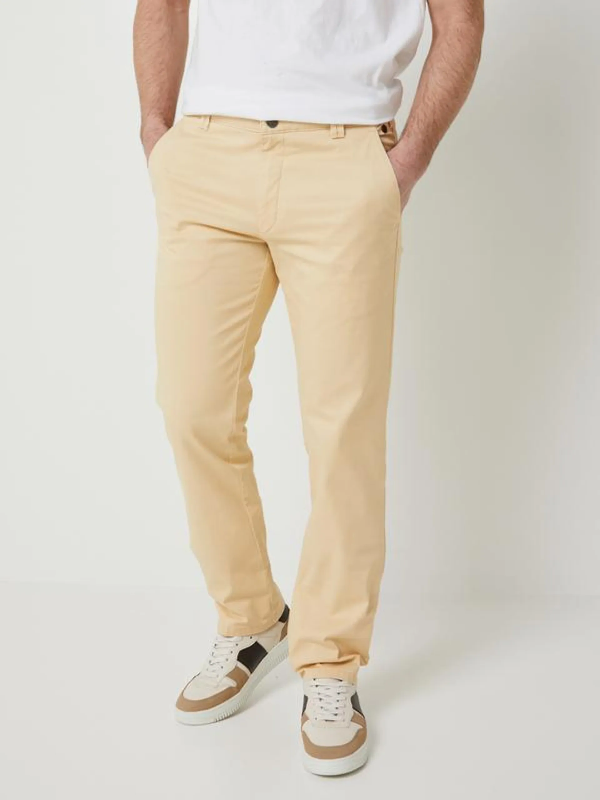 Pantalon Style Chino, Perfect Fit En Coton Biologique - Jaune