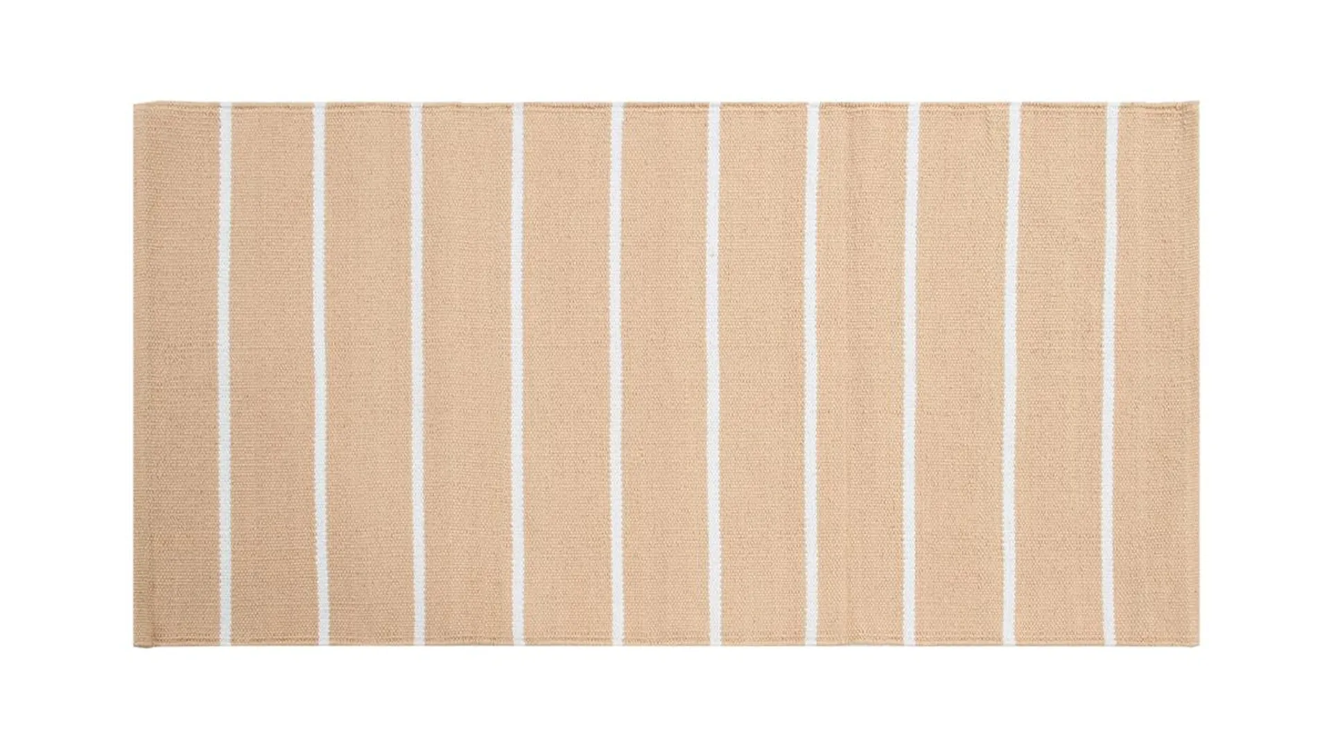 Tapis rectangulaire rayé beige et blanc 60 x 180 cm LANZA