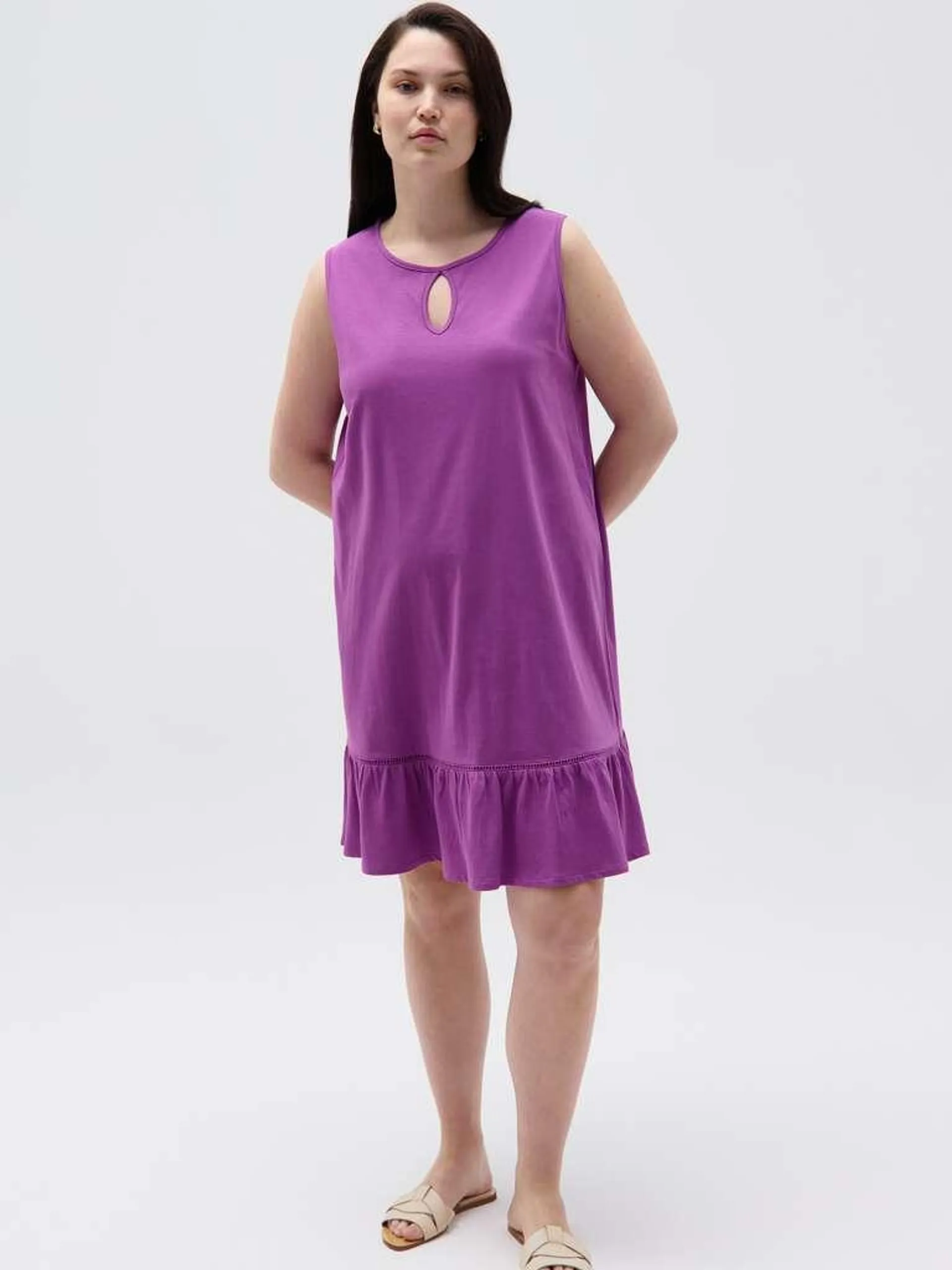 Essential Curvy short dress with flounce Violet