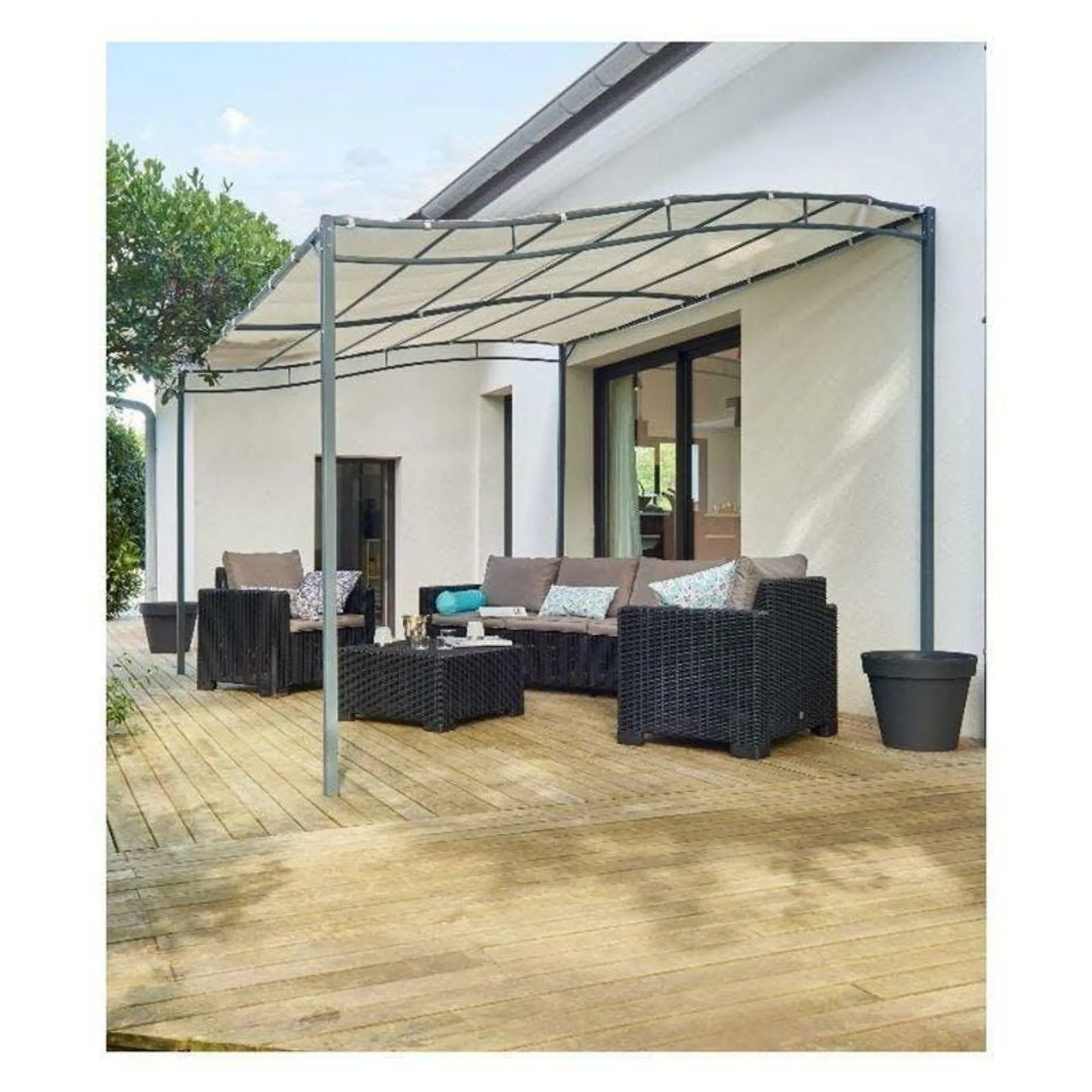 Tonnelle L400x290h240cm Gris/ecru