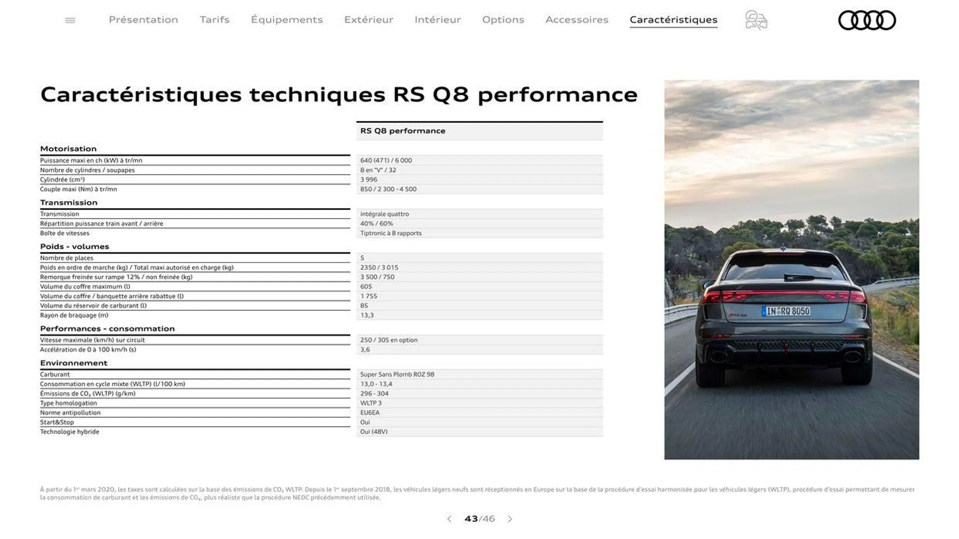 Audi RS Q8 performance du 20 août au 31 décembre 2024 - Catalogue page 43