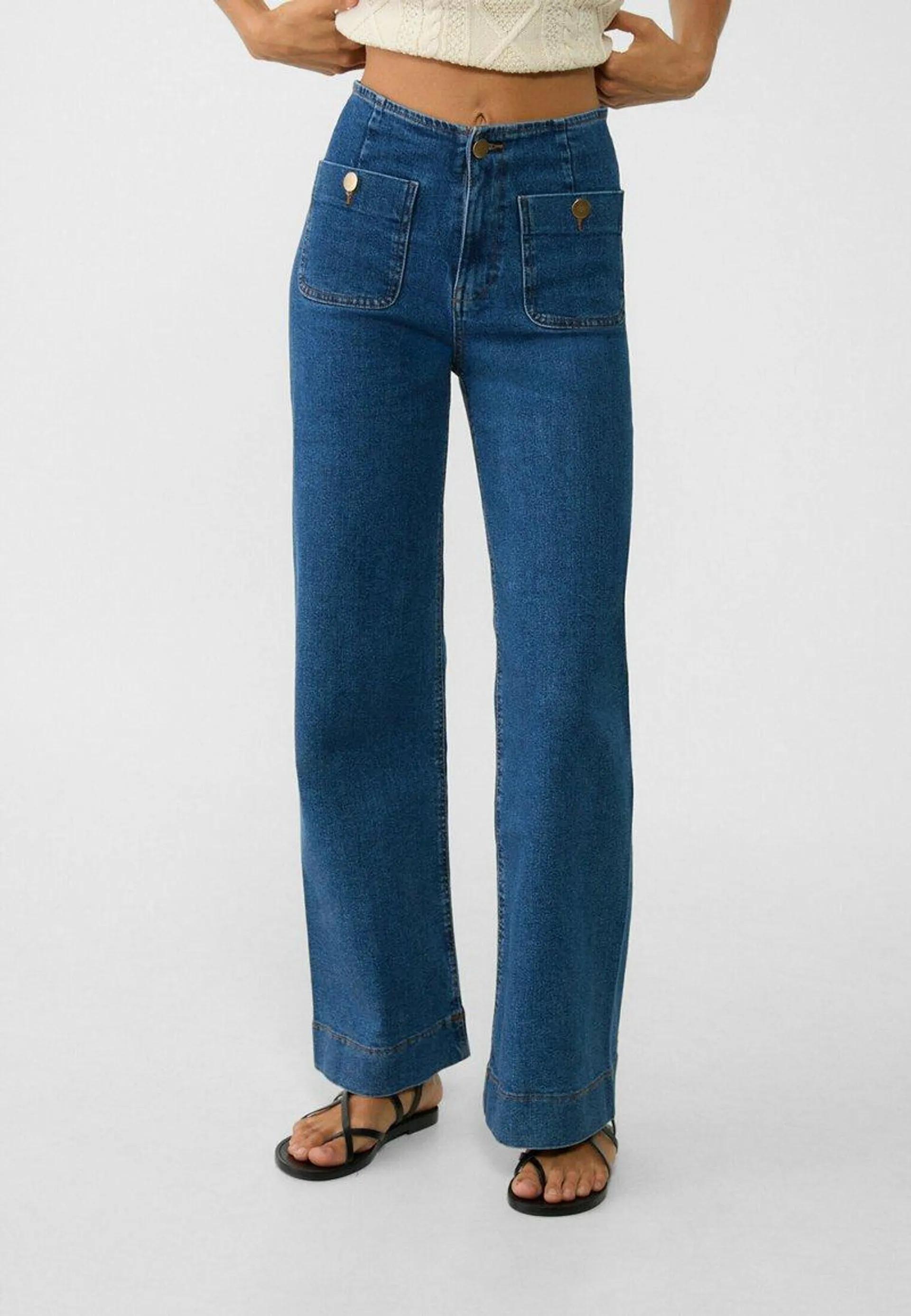 MINIMALIST WITH POCKETS - Jean flare - royal blue