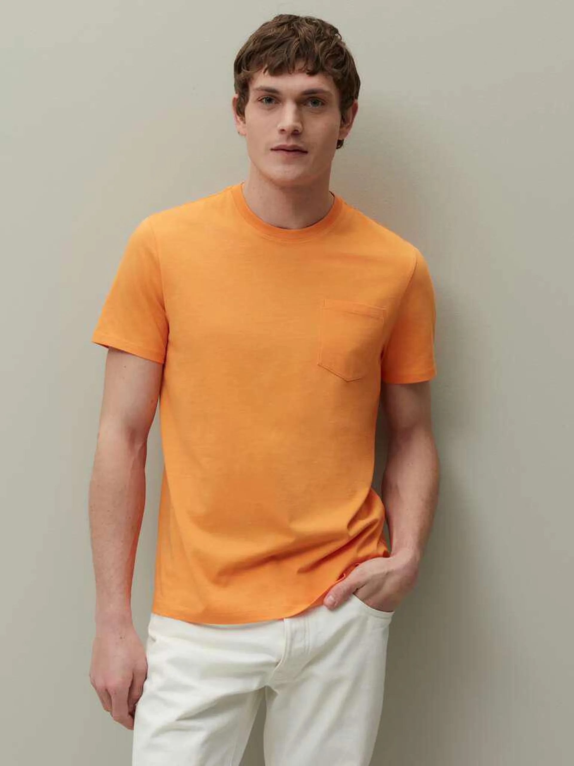 T-shirt in Supima cotton with pocket Orange clair