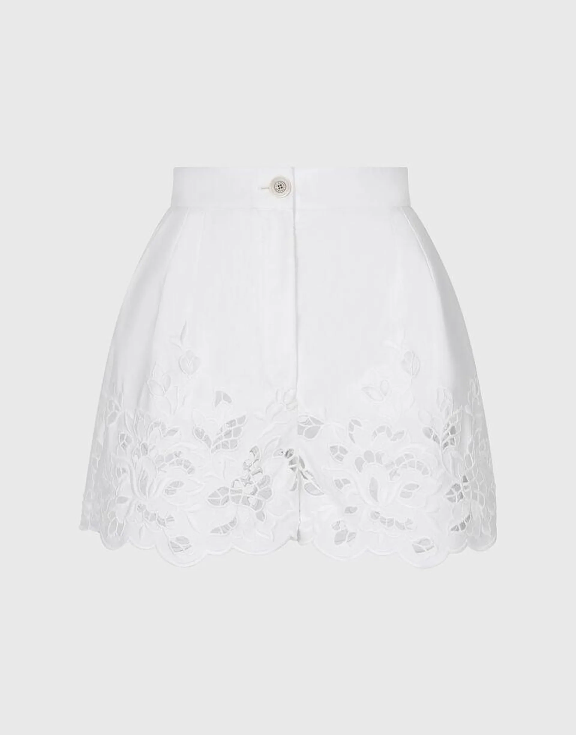 Short en coton avec broderie ajourée