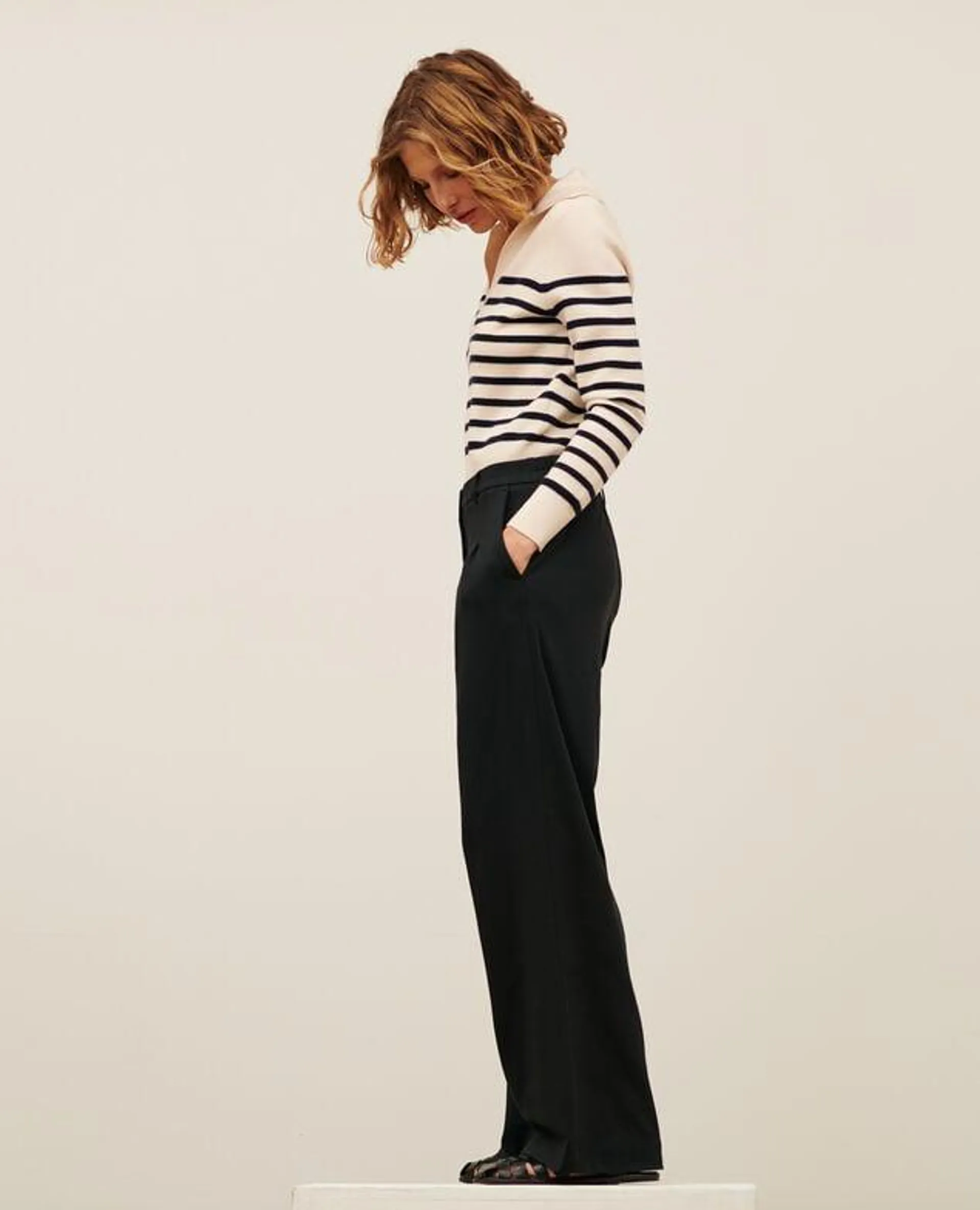 YVONNE - Pantalon ample black beauty