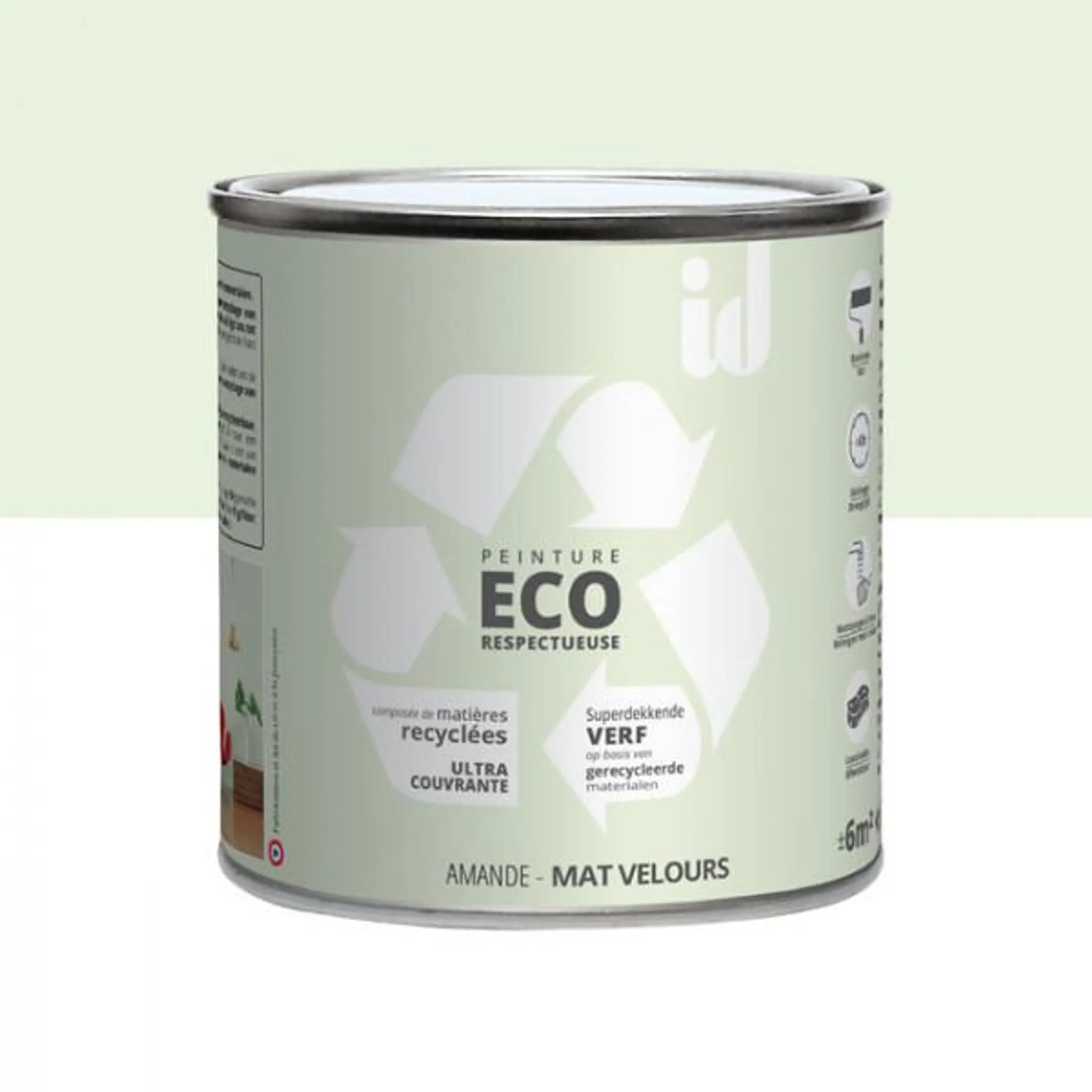 Peinture Eco responsable à base de matières recyclées amande mat-velours 0,5L