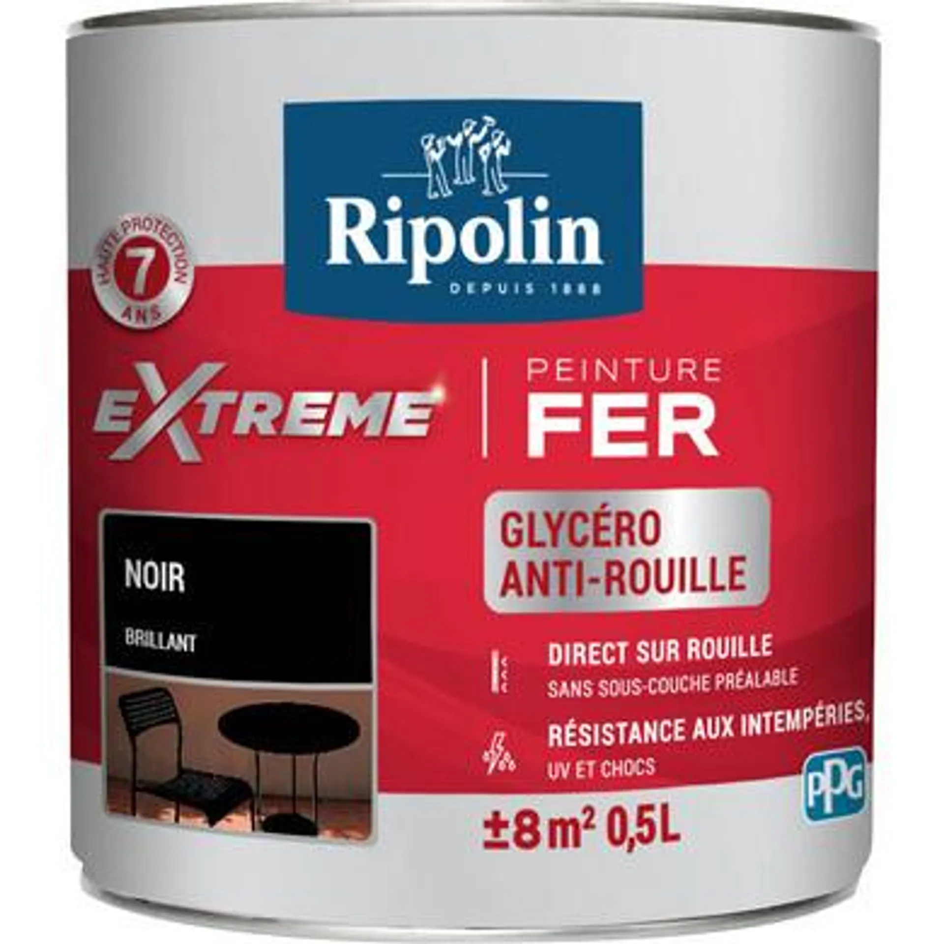 Peinture pour fer RIPOLIN Noir Brilant 0.5L