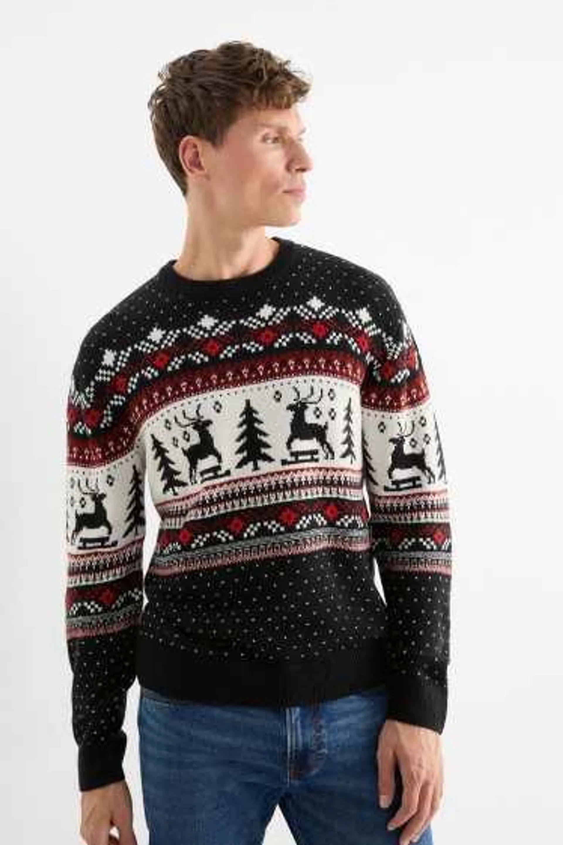 Christmas jumper - deer and Christmas tree