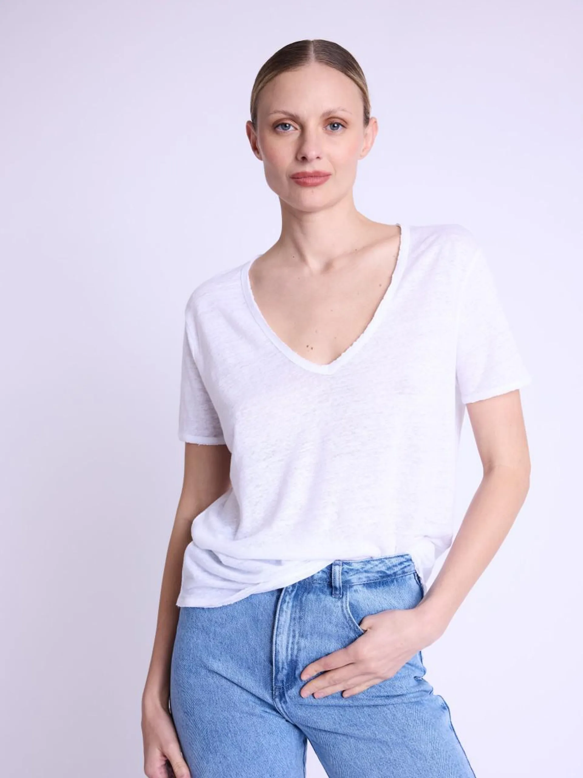 EMMAAILES | T-shirt en lin blanc