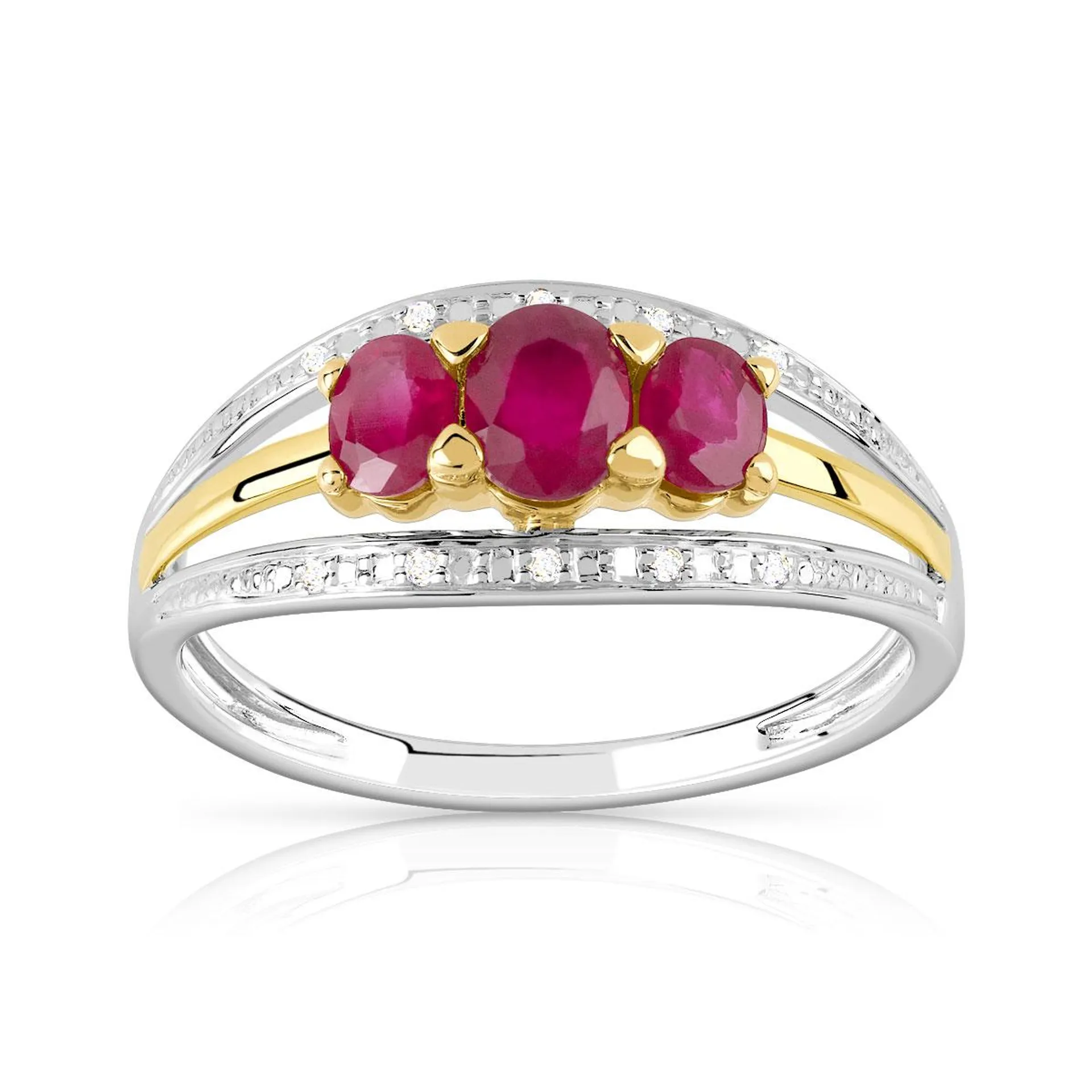 Bague 2 ors 375 rubis et diamants