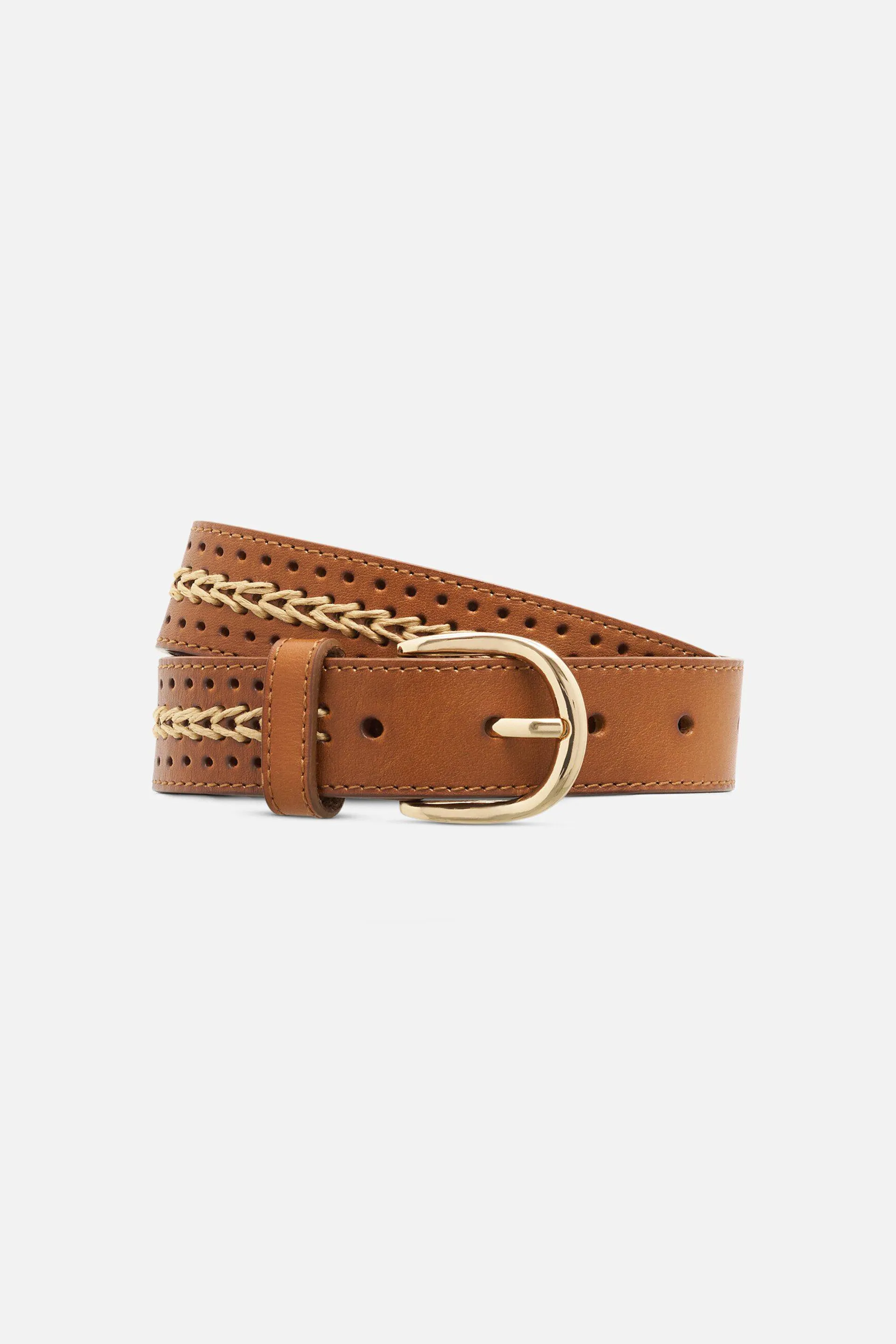 Ceinture basil 100% cuir camel femme