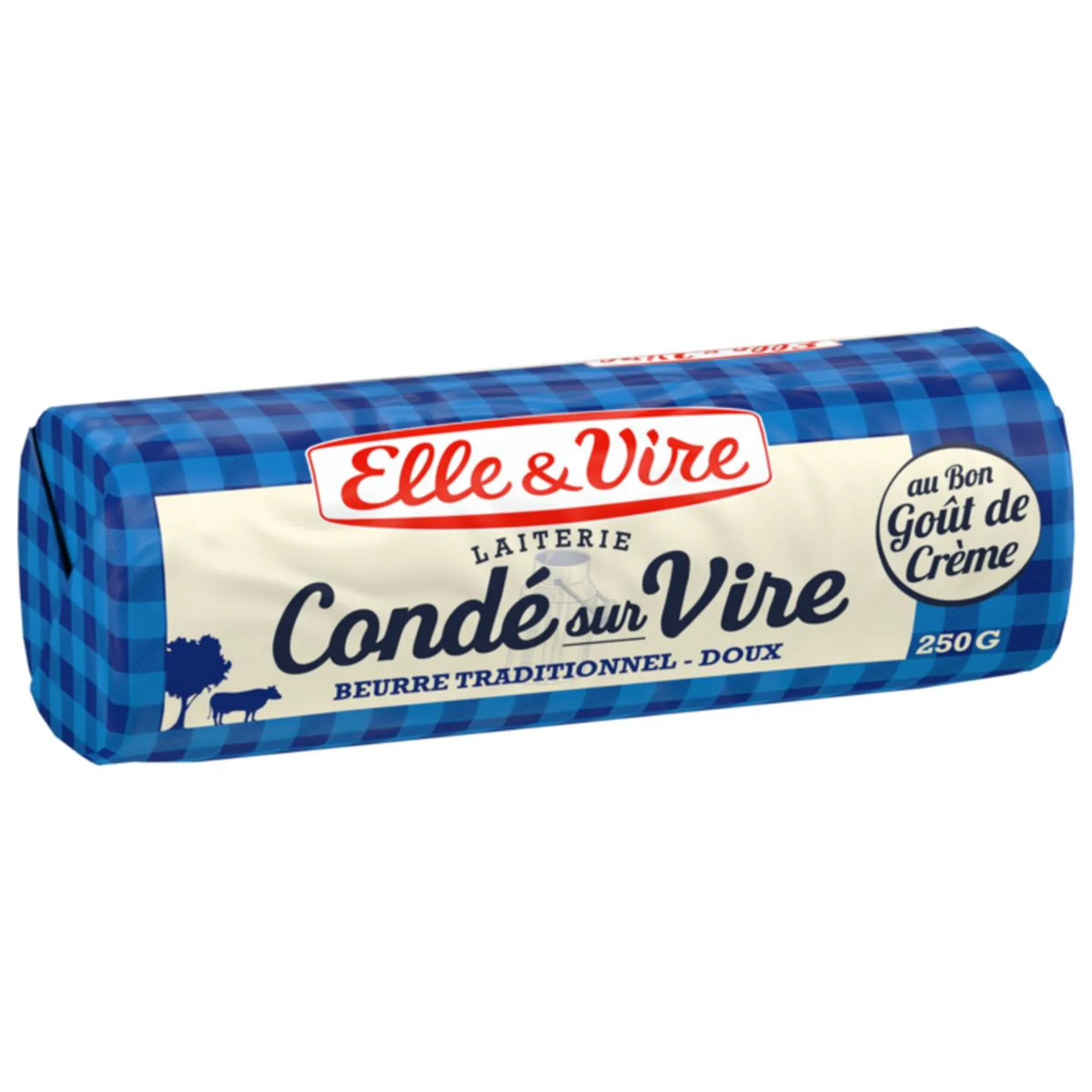 ELLE & VIRE Condé-sur-Vire - Beurre rouleau traditionnel doux 250g