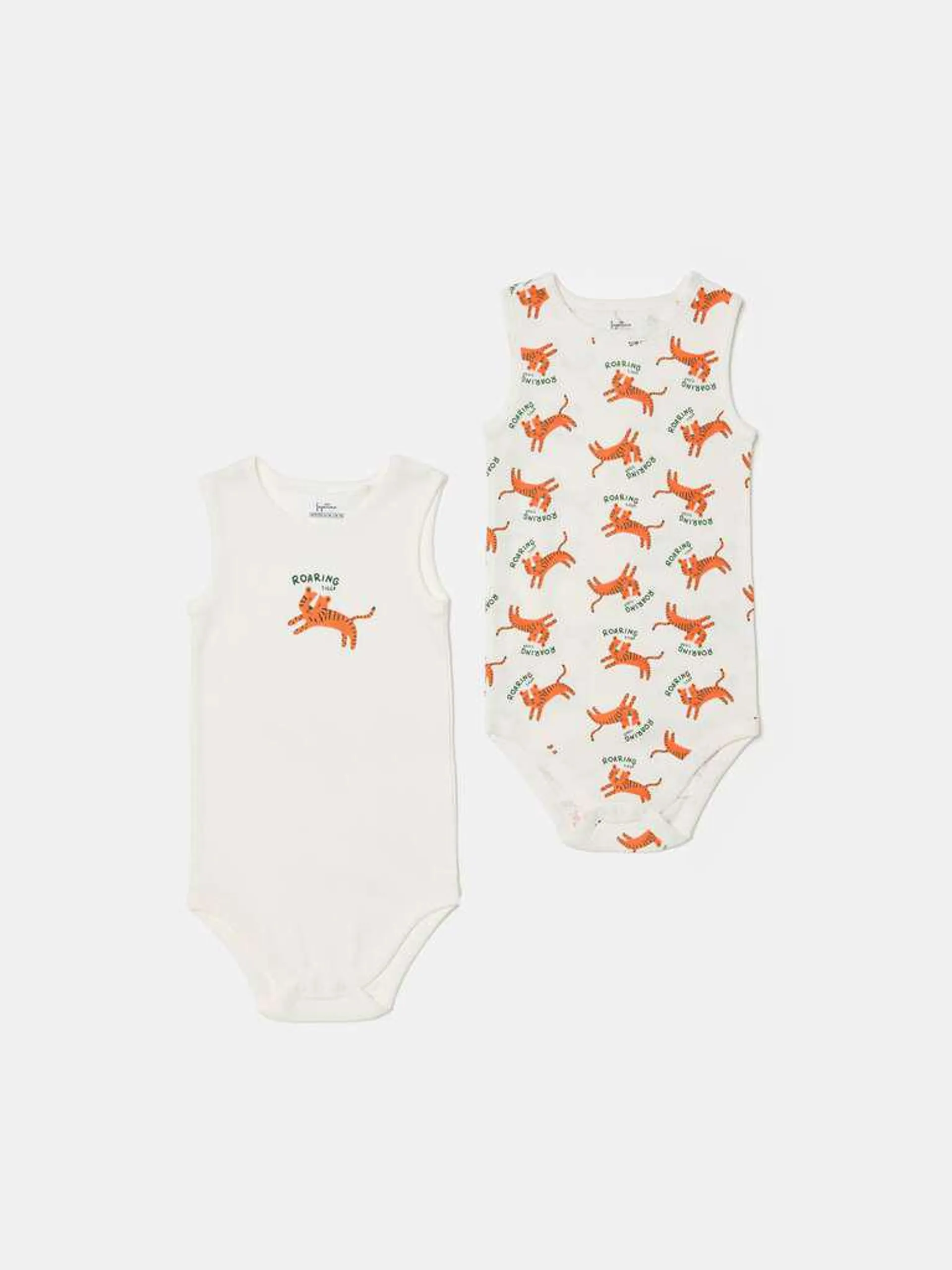 Two-pack organic cotton bodysuits with print Blanc