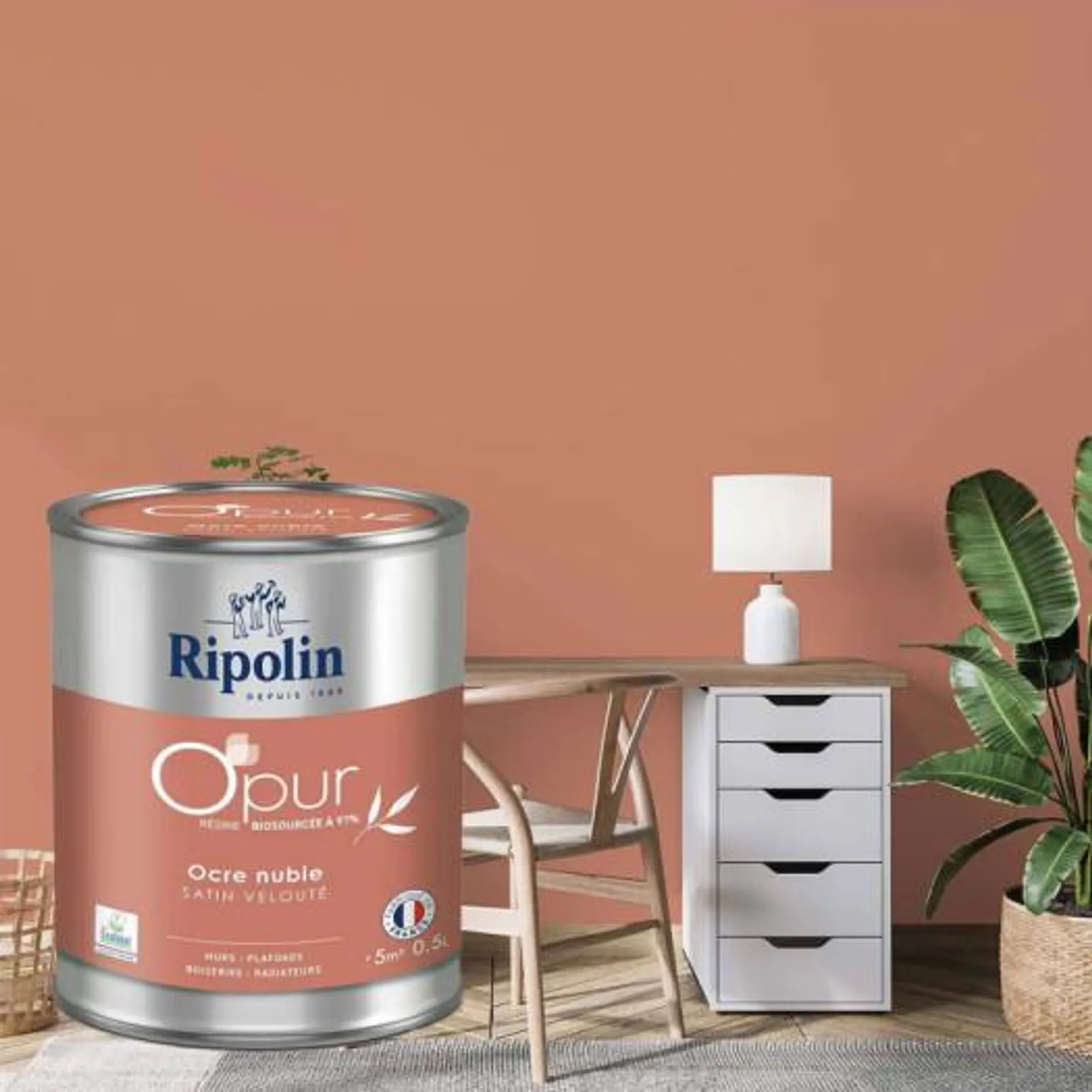 Peinture RIPOLIN Opur bio sourcée multi-supports ocre nubie satin 0.5L