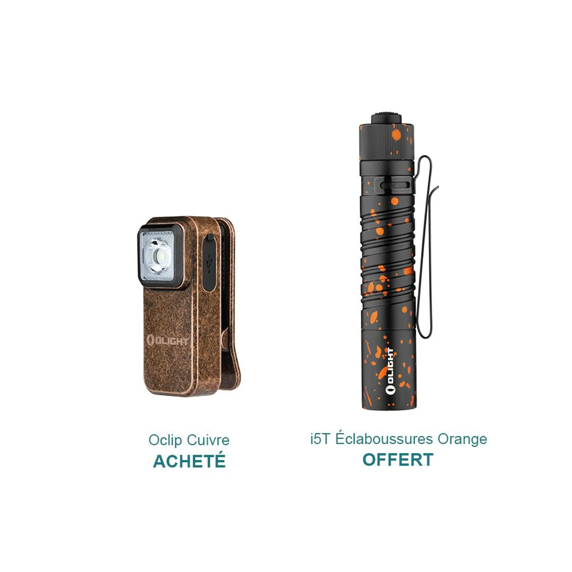 【1 acheté = 1 offert】Oclip Cuivre + i5T EOS  Éclaboussures Orange