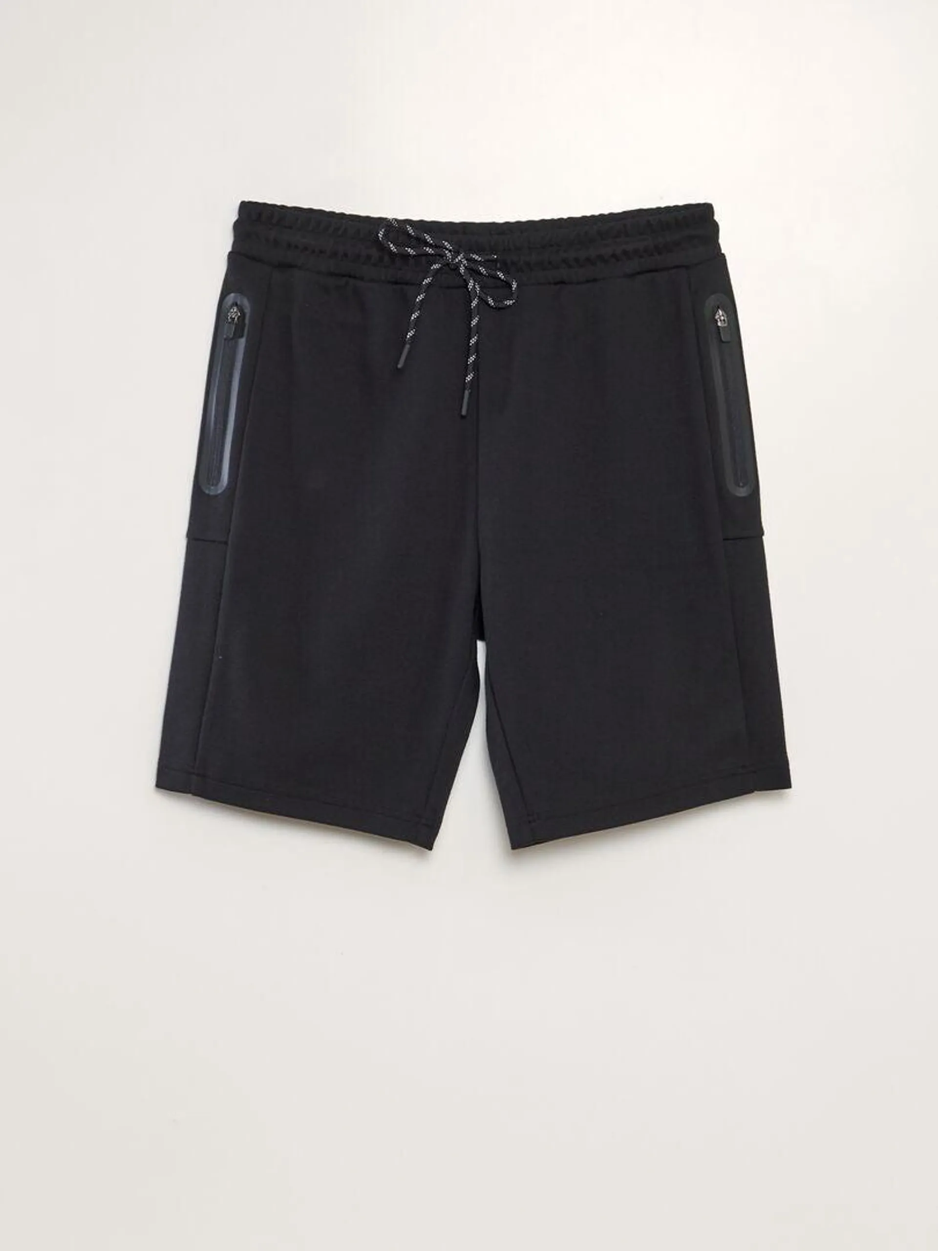 Short de jogging en piqué de coton - noir