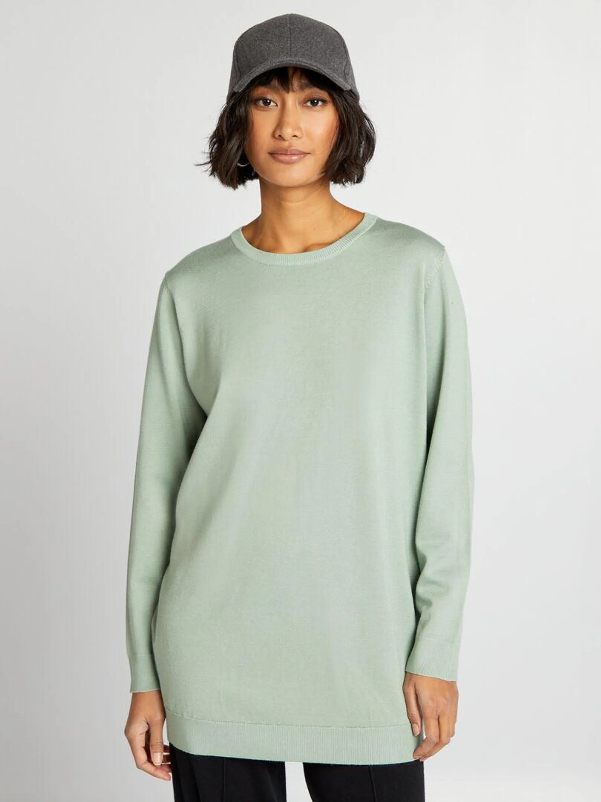 Pull fin coupe longue - Vert