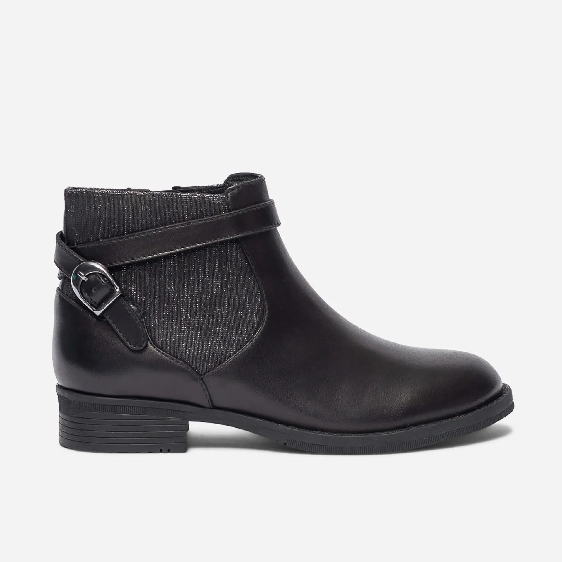 Boots jodhpur noir en cuir à élastique pailleté