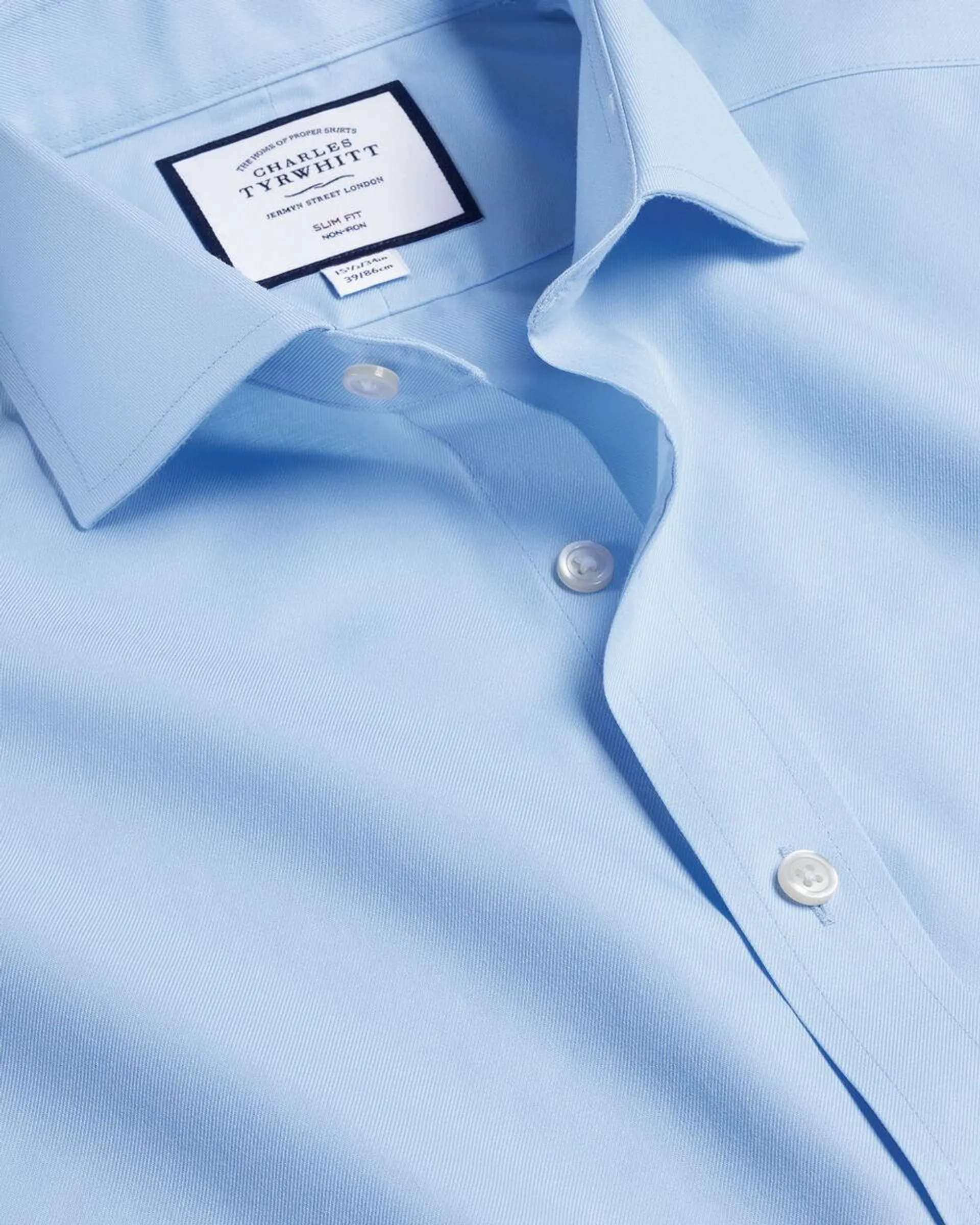 details about product: Cutaway Collar Non-Iron Twill Shirt - Sky Blue