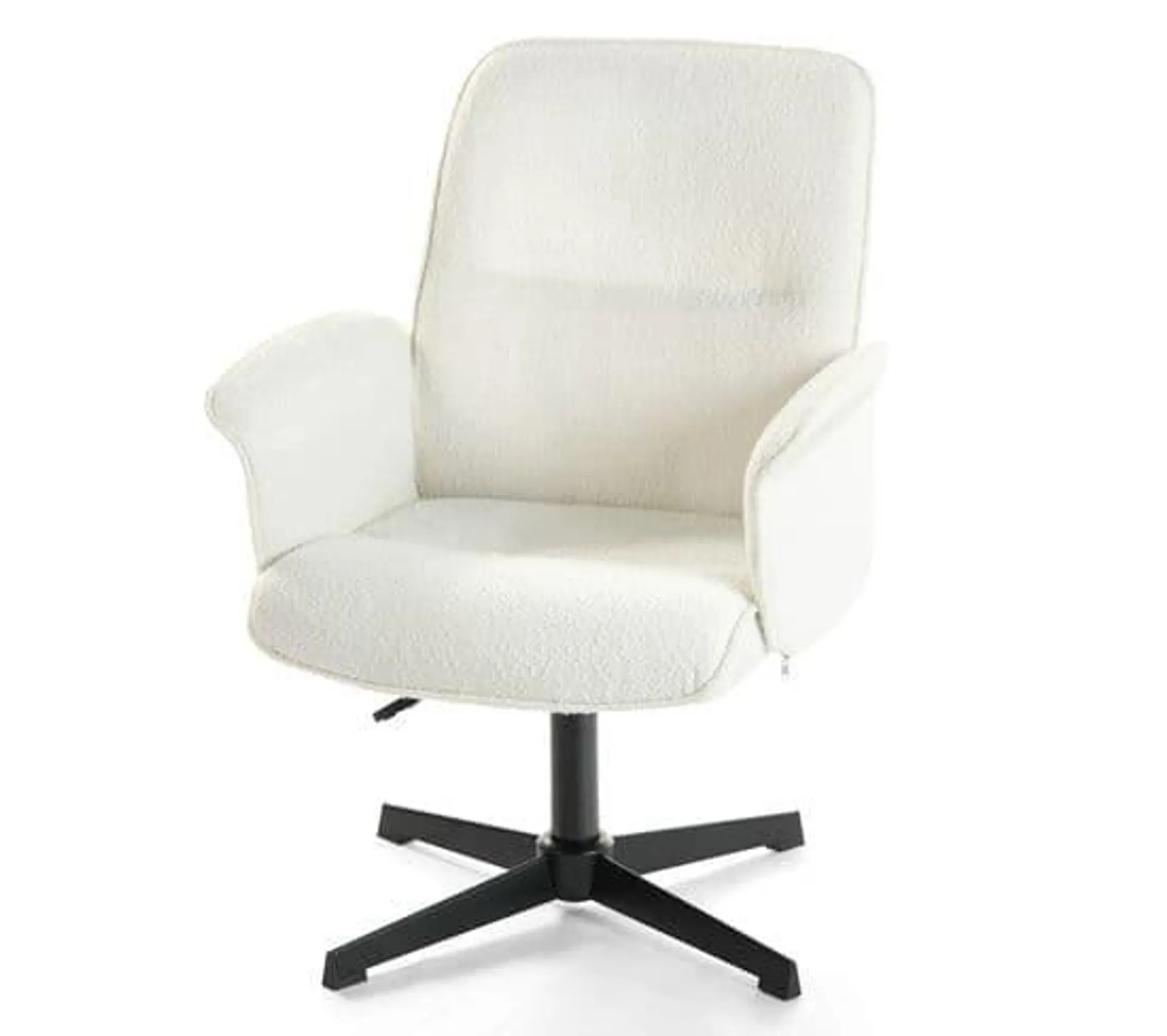 Chaise De Bureau Fauteuil Pivotant Hauteur Réglable En Bouclette Blanc