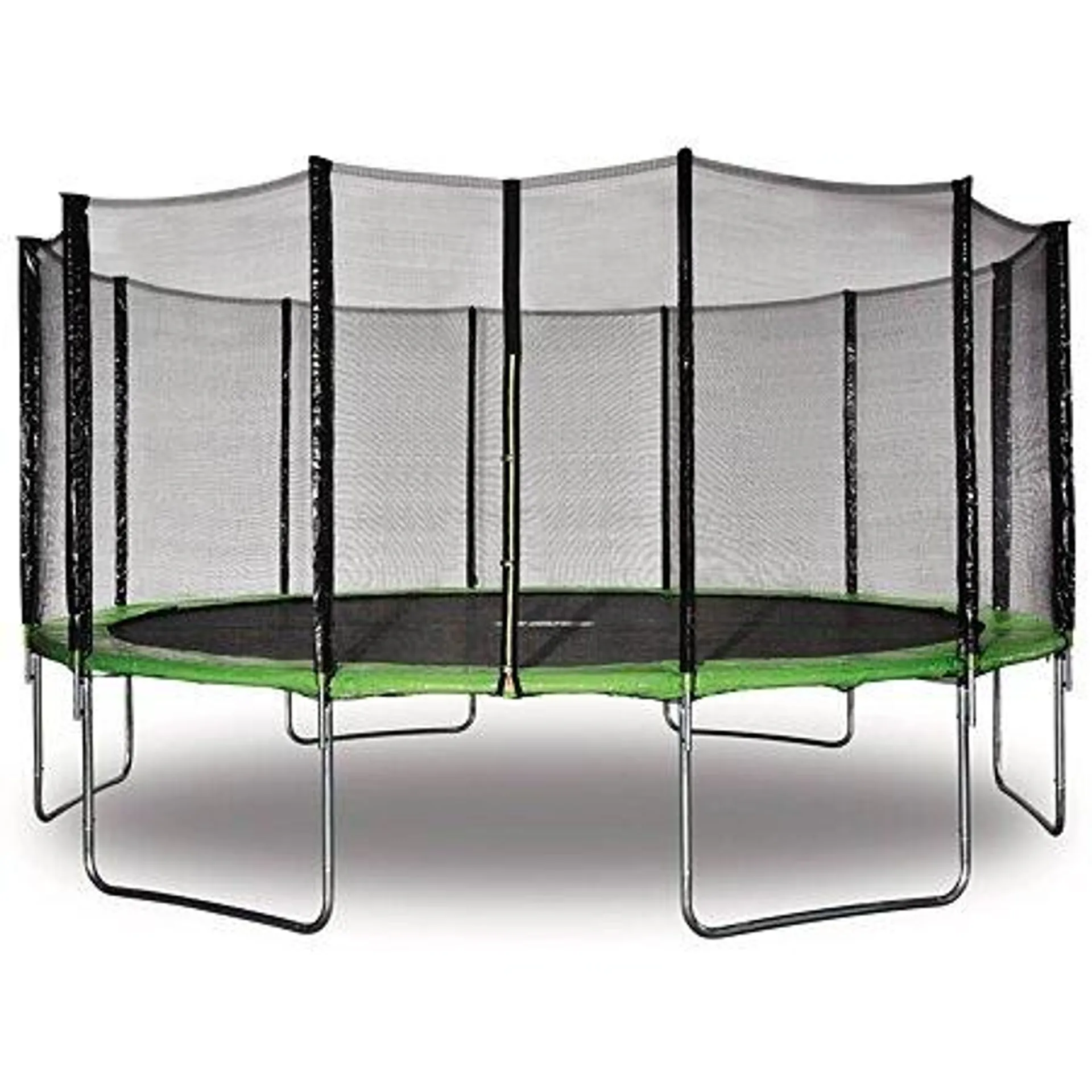 Trampoline " Yoopi " - Ø 4.90 m - Vert - Avec filet + échelle + couverture + kit d'ancrage