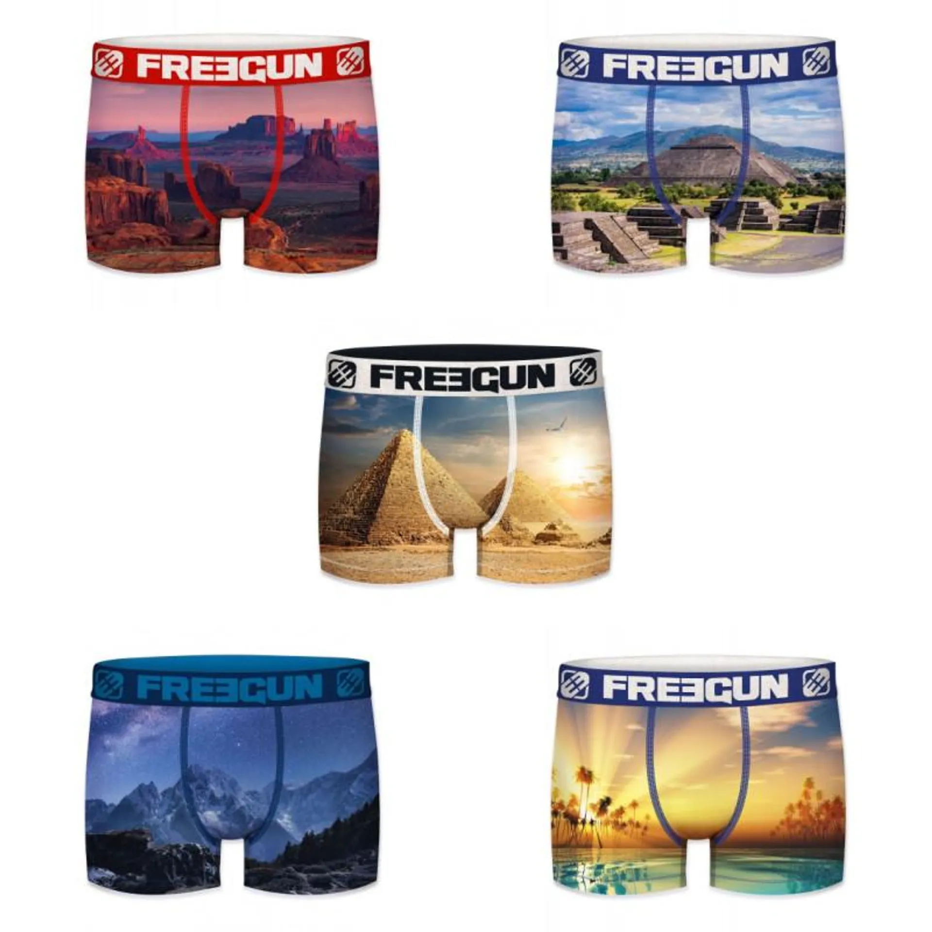 Lot de 5 boxers garçon en polyester recyclé Landscape