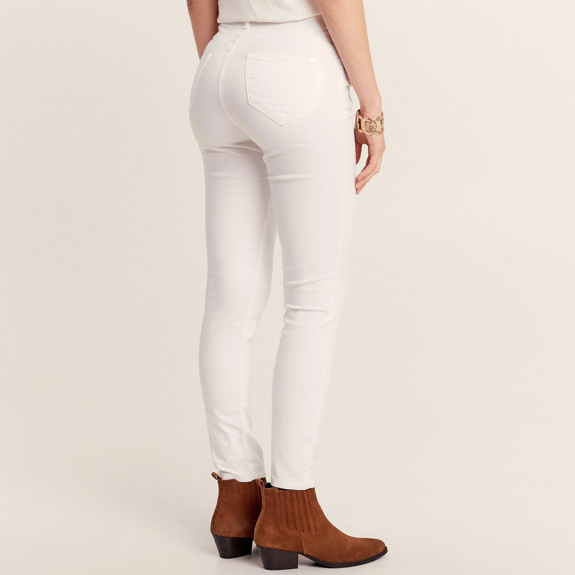 Pantalon léger taille standard 7/8ème blanc femme