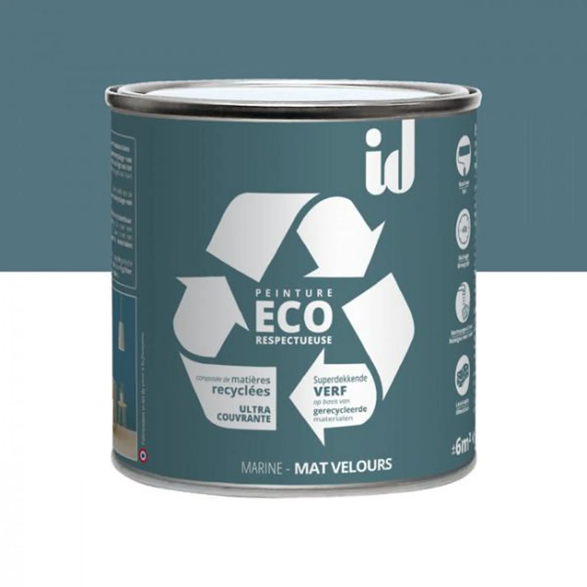 Peinture Eco responsable à base de matières recyclées bleu marine mat-velours 0,5L