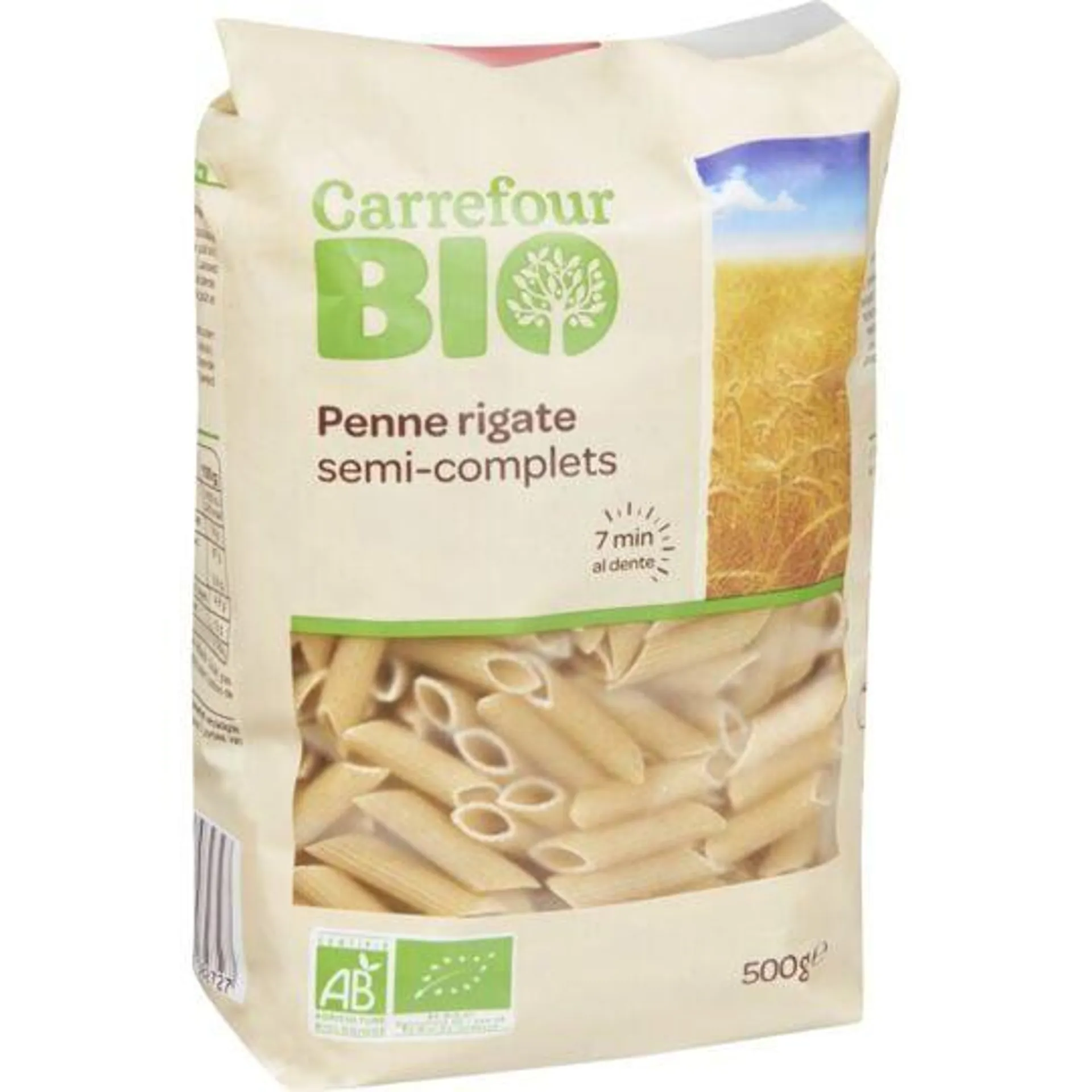 Pâtes Bio semi-complets penne rigate CARREFOUR BIO