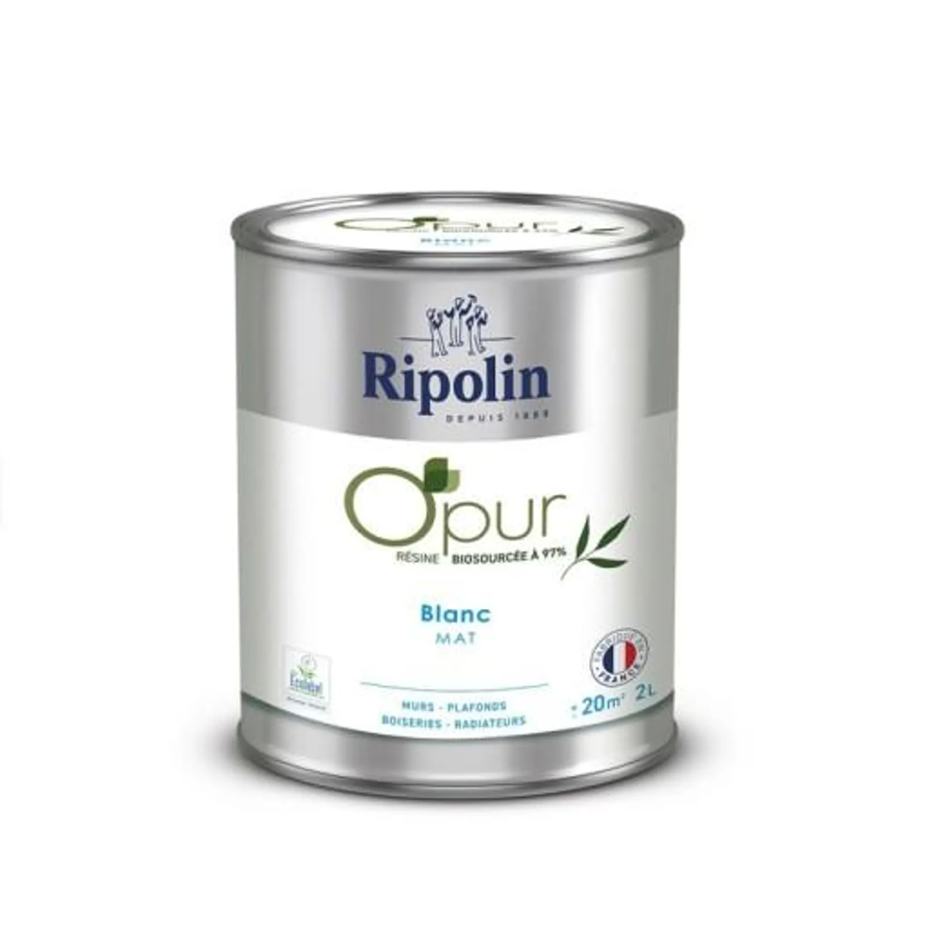 Peinture RIPOLIN Opur bio sourcée multi-supports blanc mat 2L