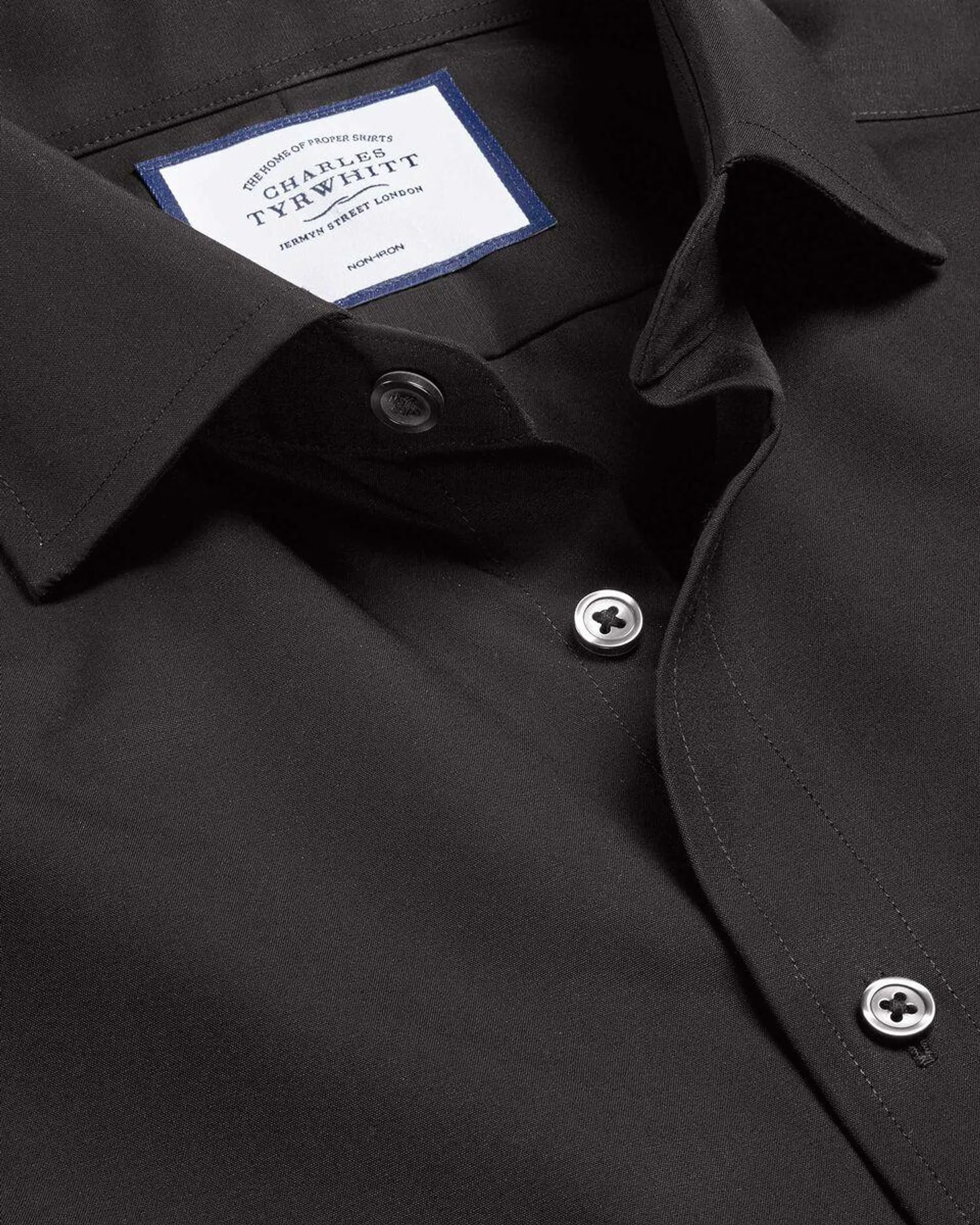 details about product: Cutaway Collar Non-Iron Poplin Shirt - Black