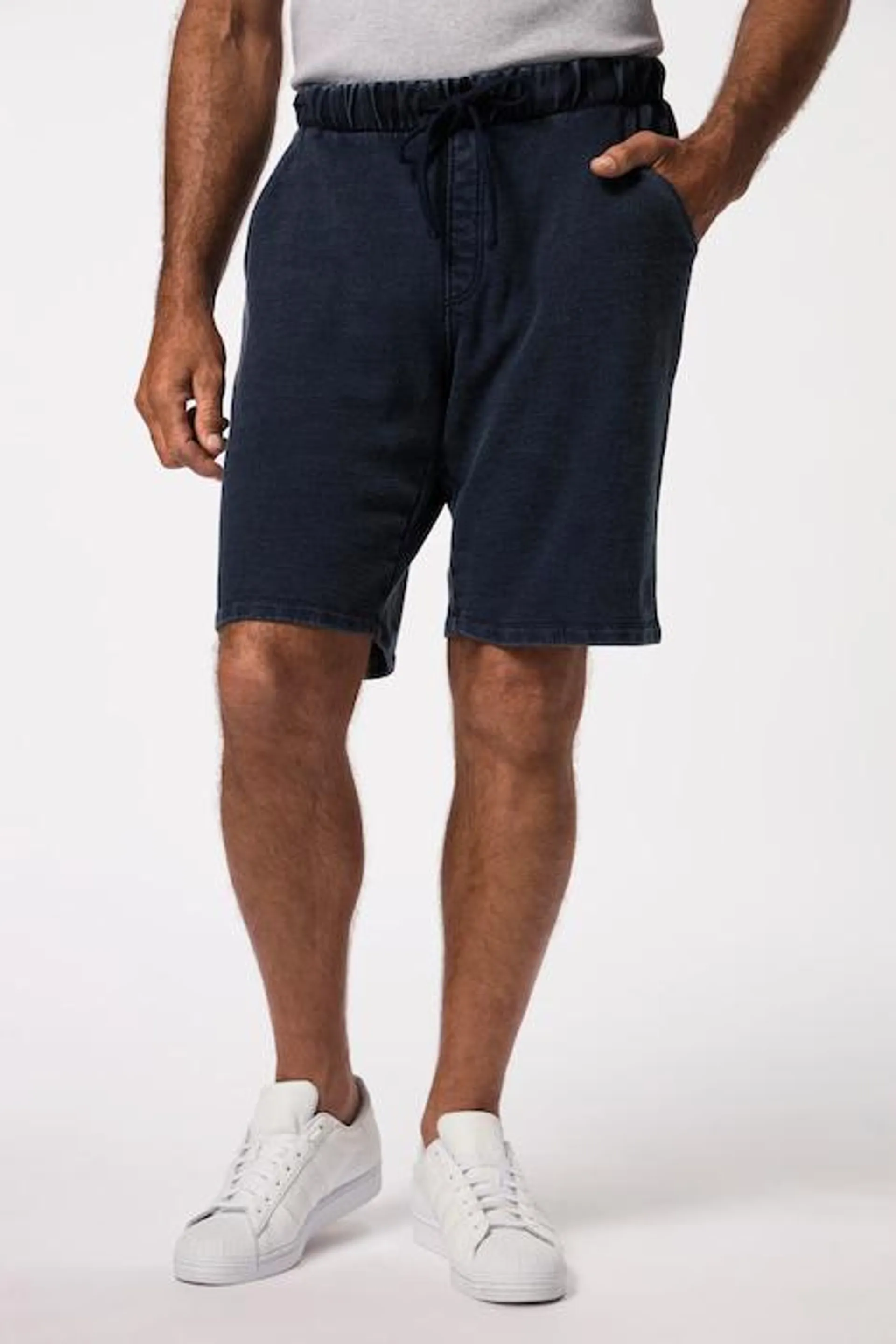 Bermuda en molleton, avec taille élastique. Teinture indigo. Jusqu'au 8XL.