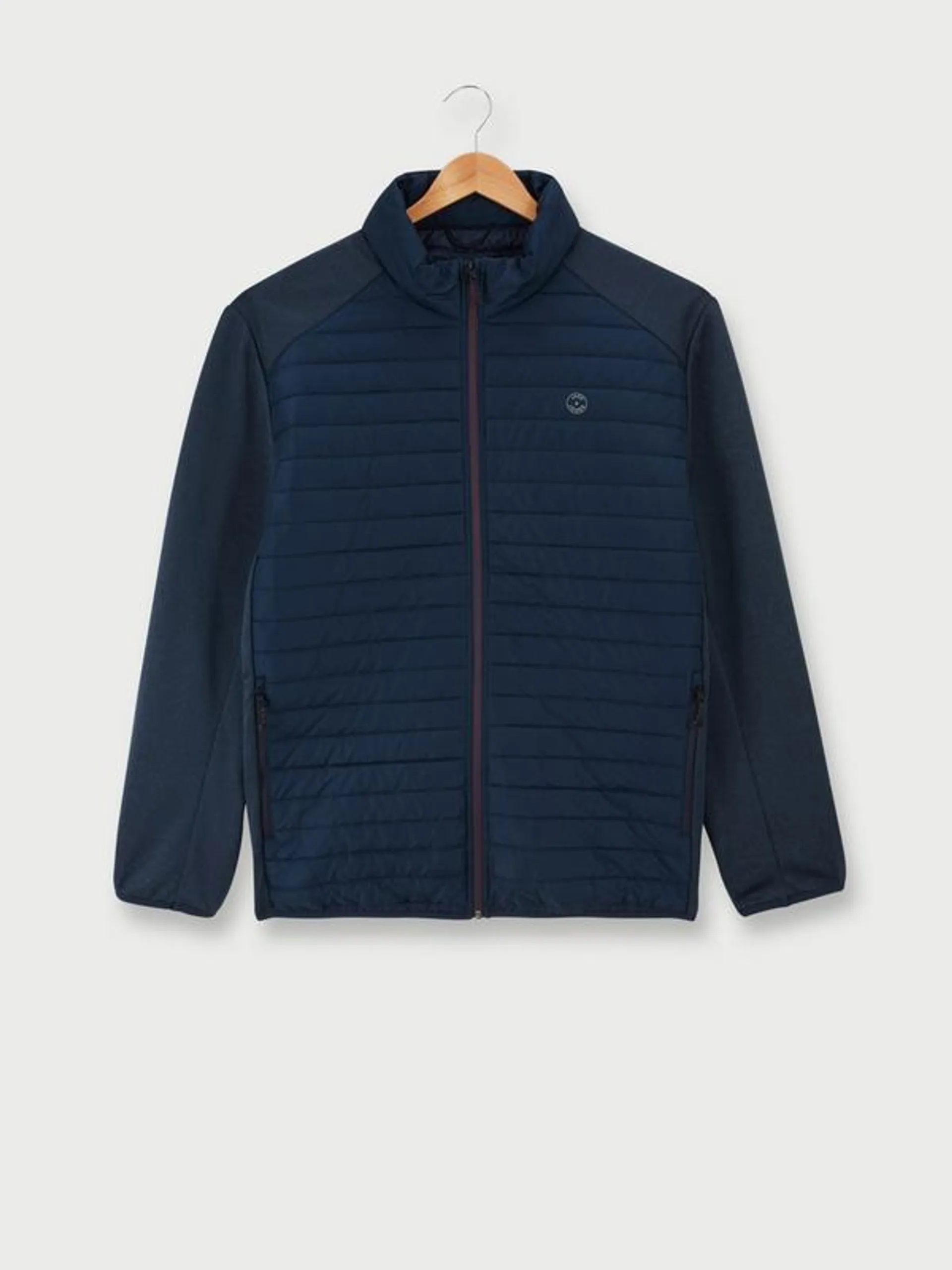 Blouson Col Montant Bi Matière Avec Fibres Recyclées +fit - Bleu marine