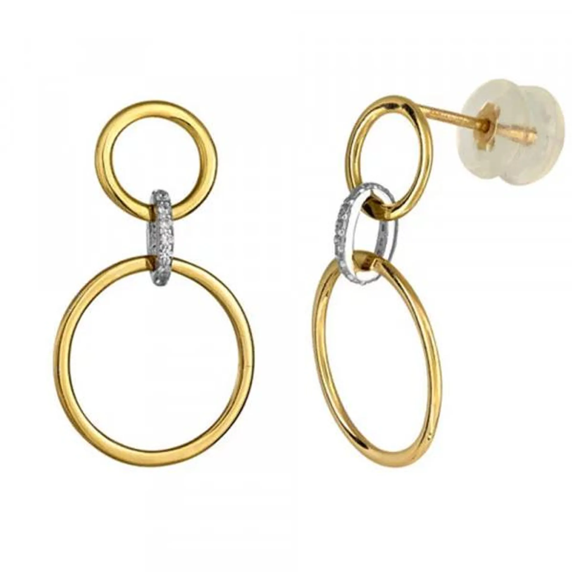 Boucles D'Oreilles Pendantes en Or et Oxyde de Zirconium