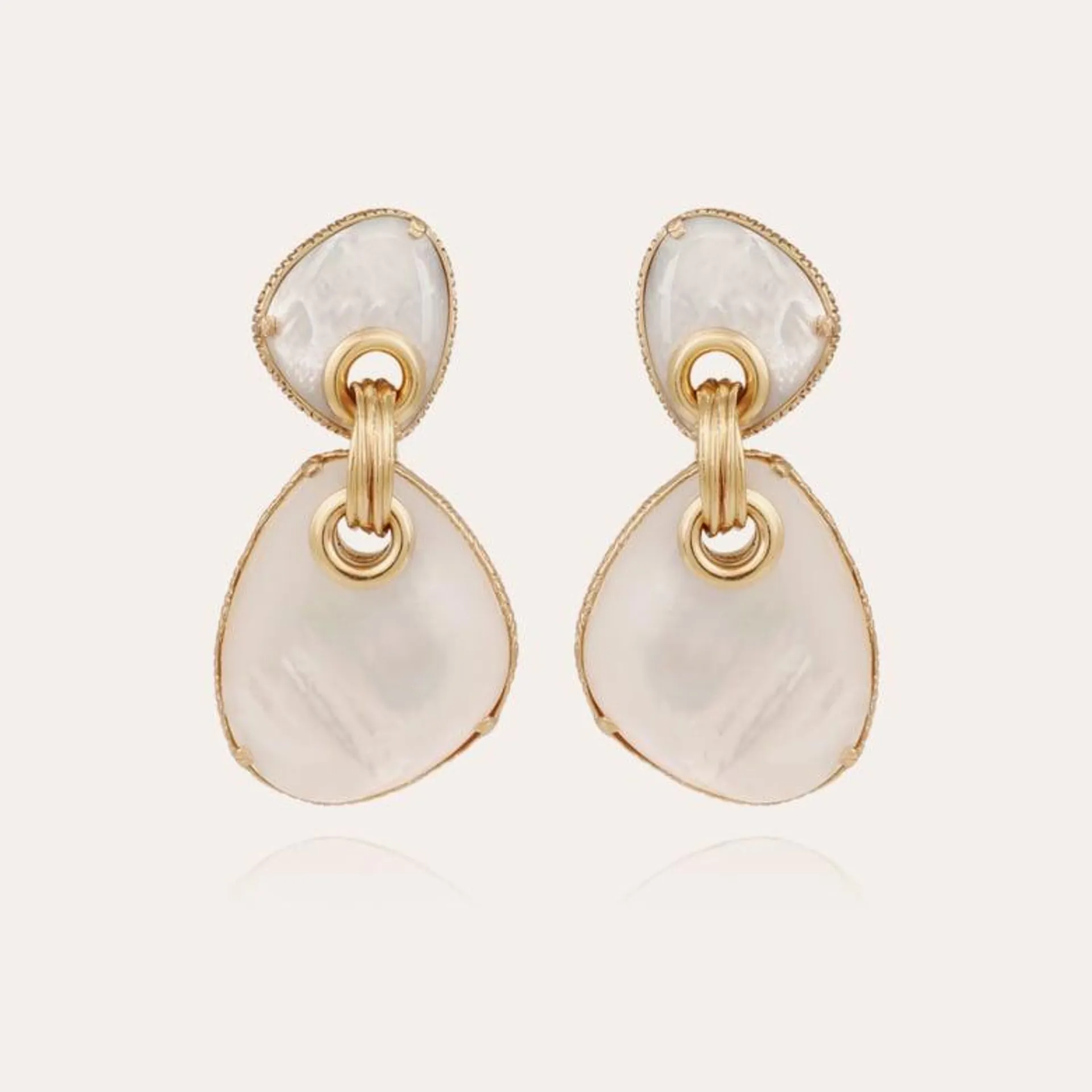 Silia earrings large size gold - White mother of pearl