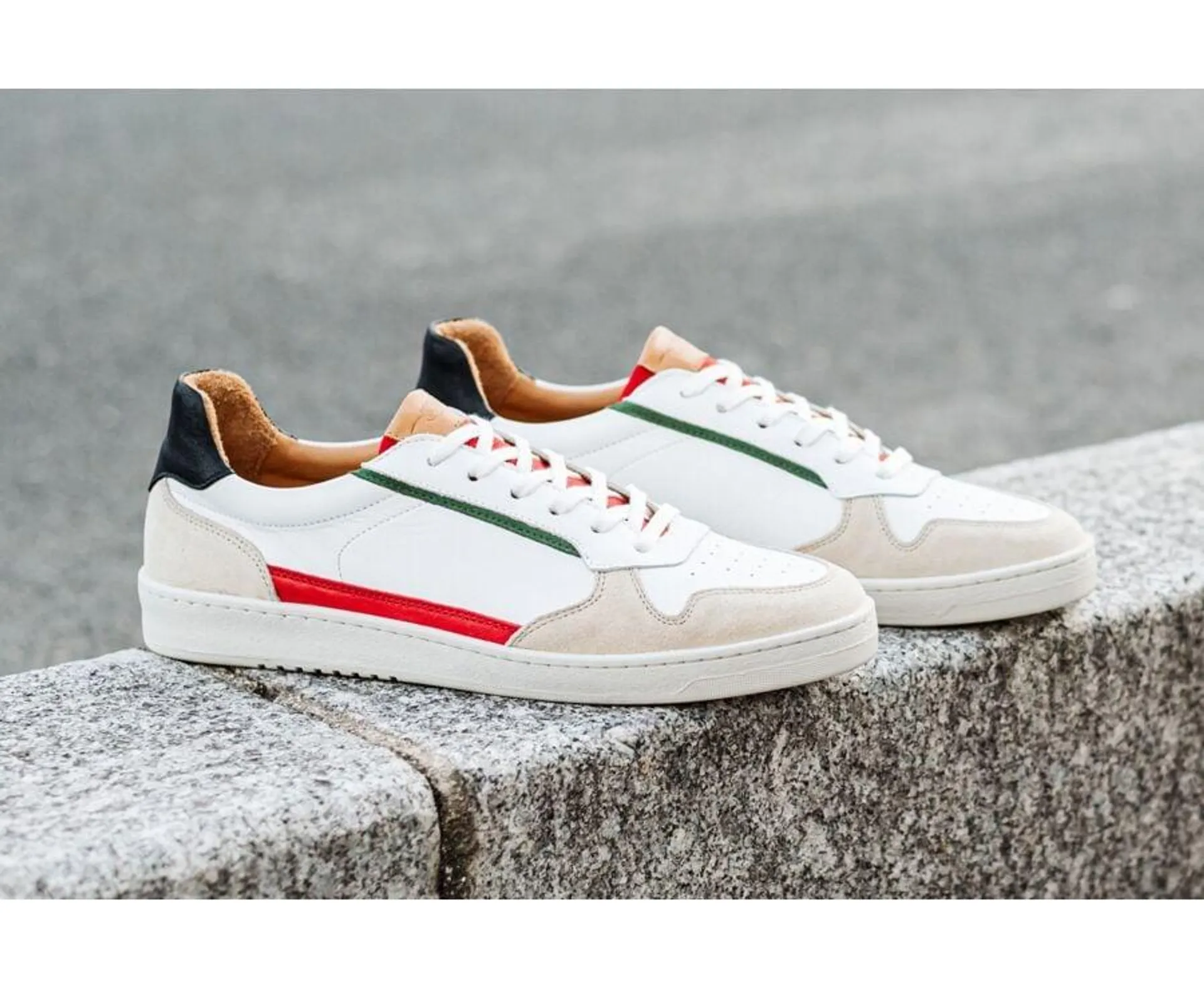 Sneakers cuir homme Rouge Blanc et Vert - KOLORA